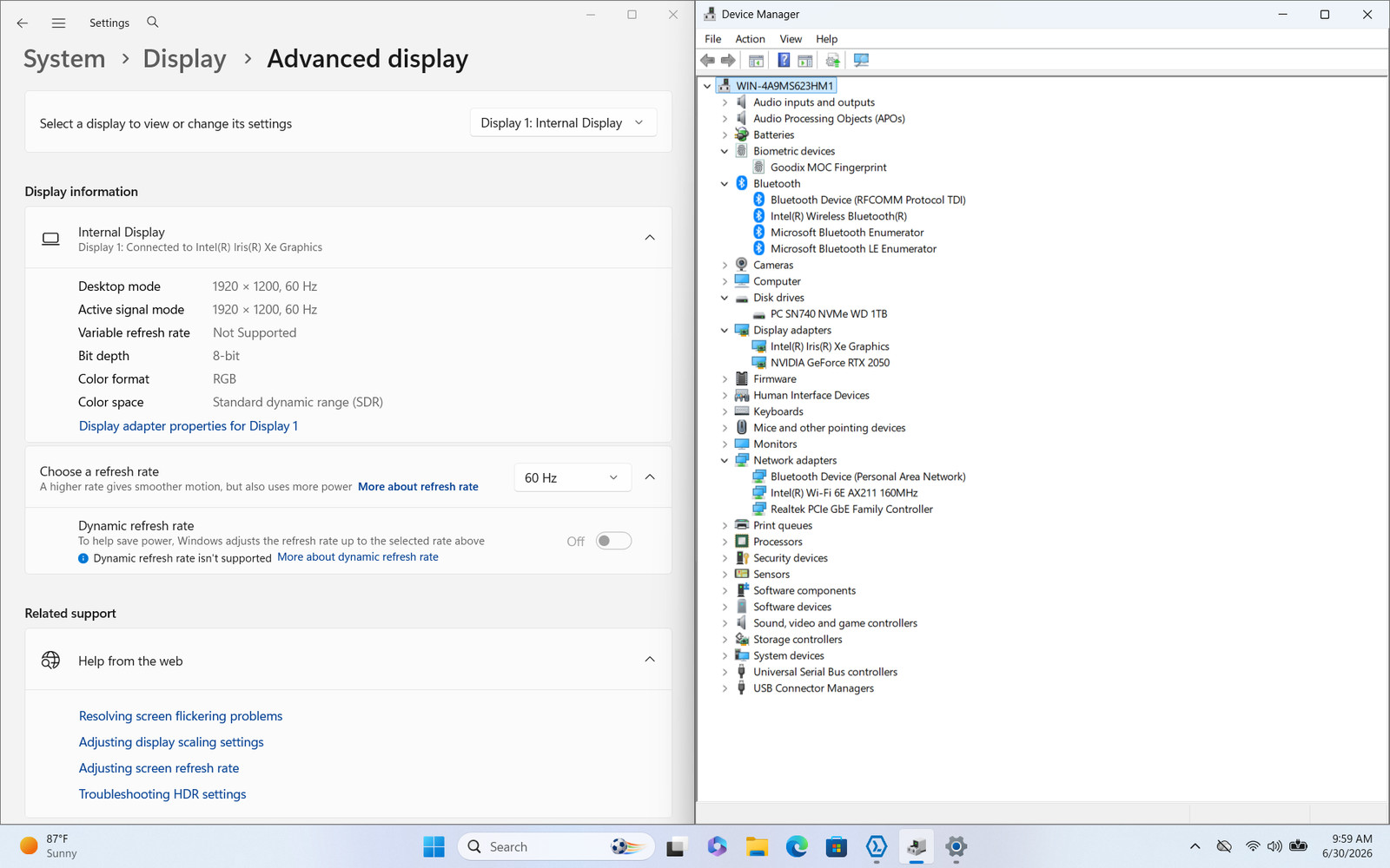Dell Vostro 16 5630 16″ FHD+ 13TH I7-1360P 1TB SSD 16GB W11P GeForce RTX 2050