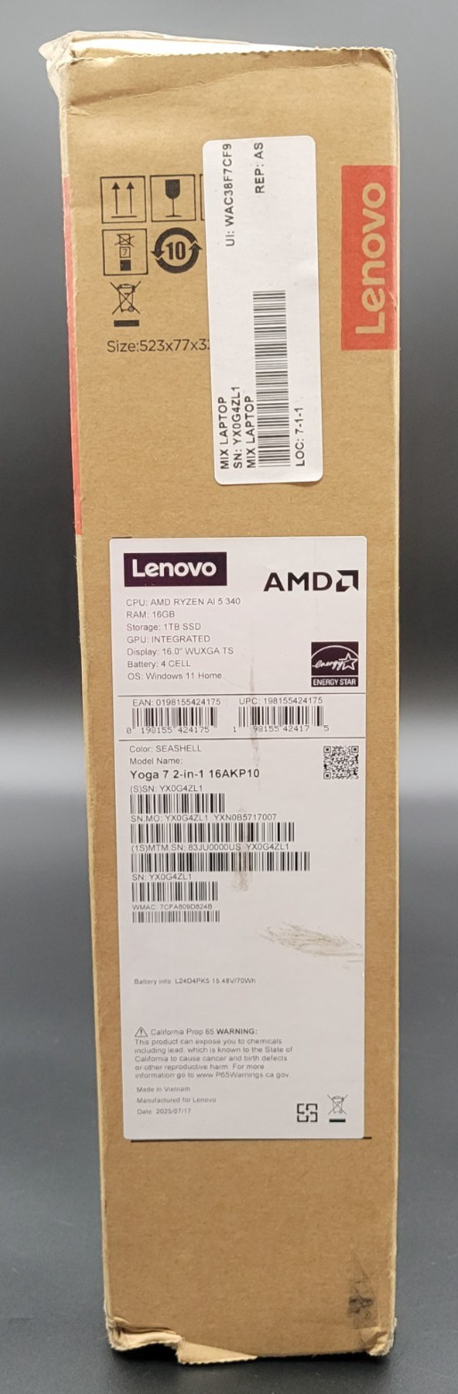 Lenovo Yoga 7 16″ 2-in-1 2K Touch Ryzen AI 5 340 16GB 1TB SSD W11 NEW