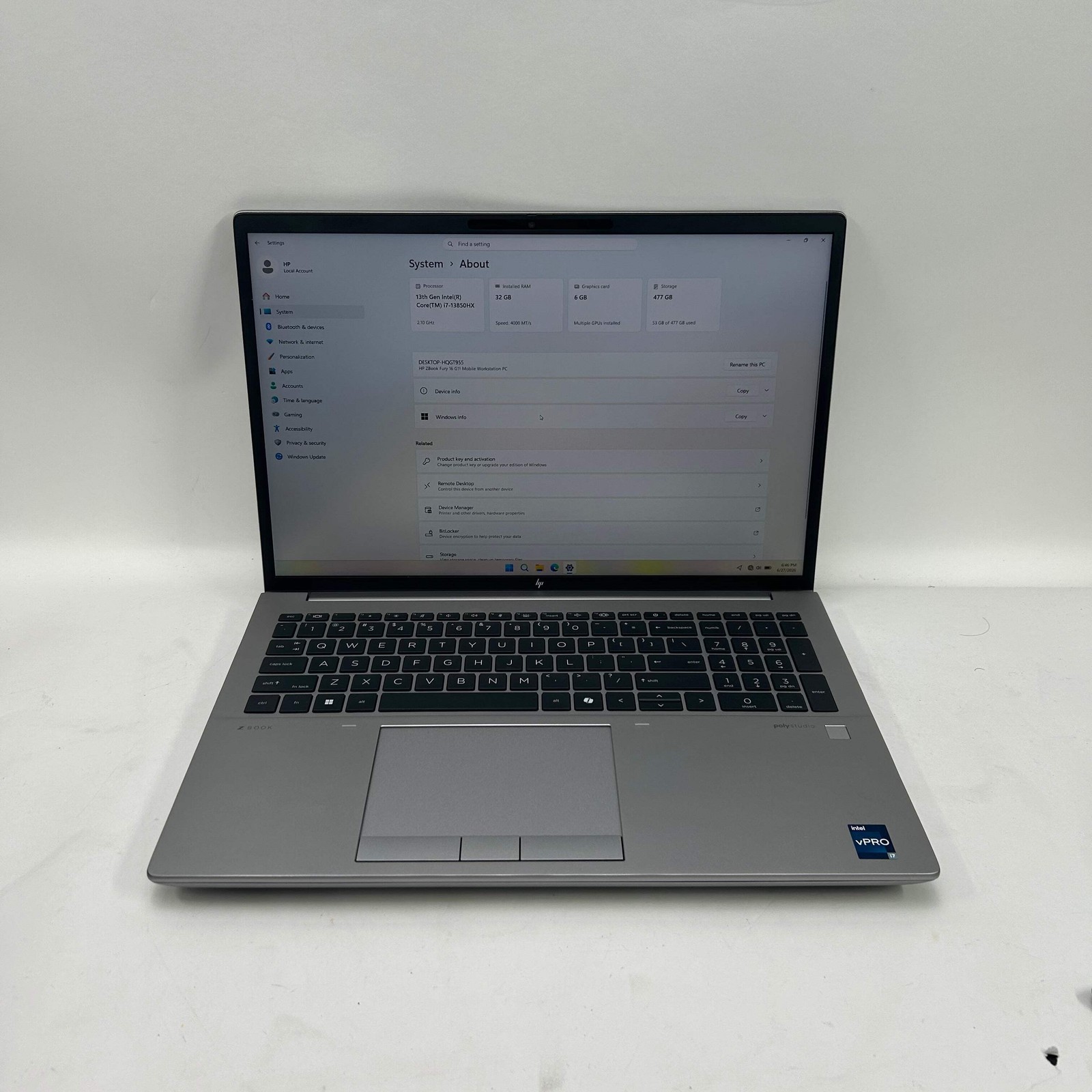 HP ZBook Fury 16 G11 16″ i7-13850HX 2.1GHz 32GB RAM 512GB SSD RTX 1000 Ada