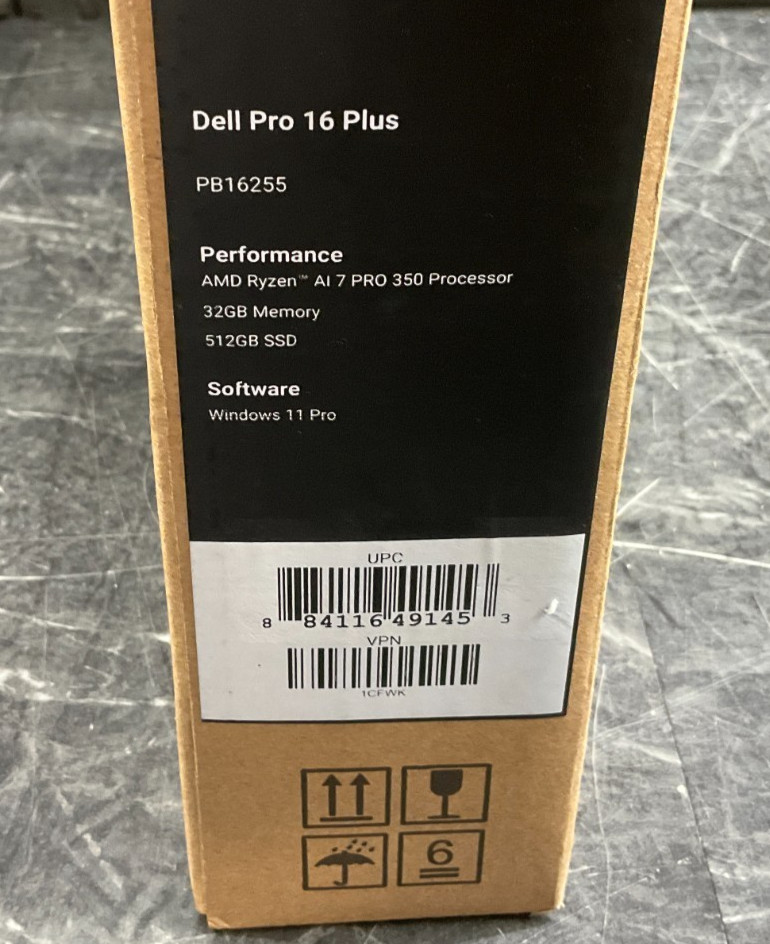 Dell Pro 16 Plus Laptop PB16255 R7P-350 32GB 512GB BT5.4 WiFi7 16WU W11P 1CFWK