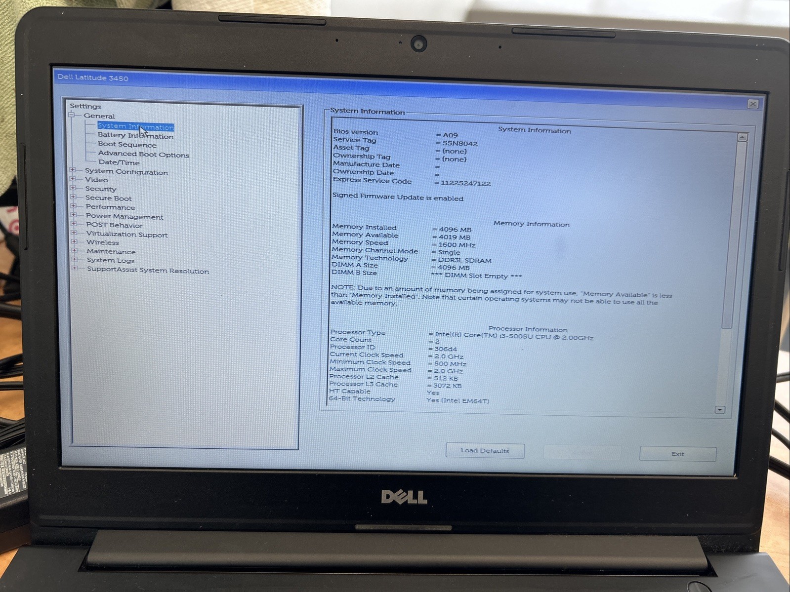 Dell Latitude 3450 14″ Laptop w/ i3-5005U 2.00GHz CPU 4GB DDR3L RAM No HDD