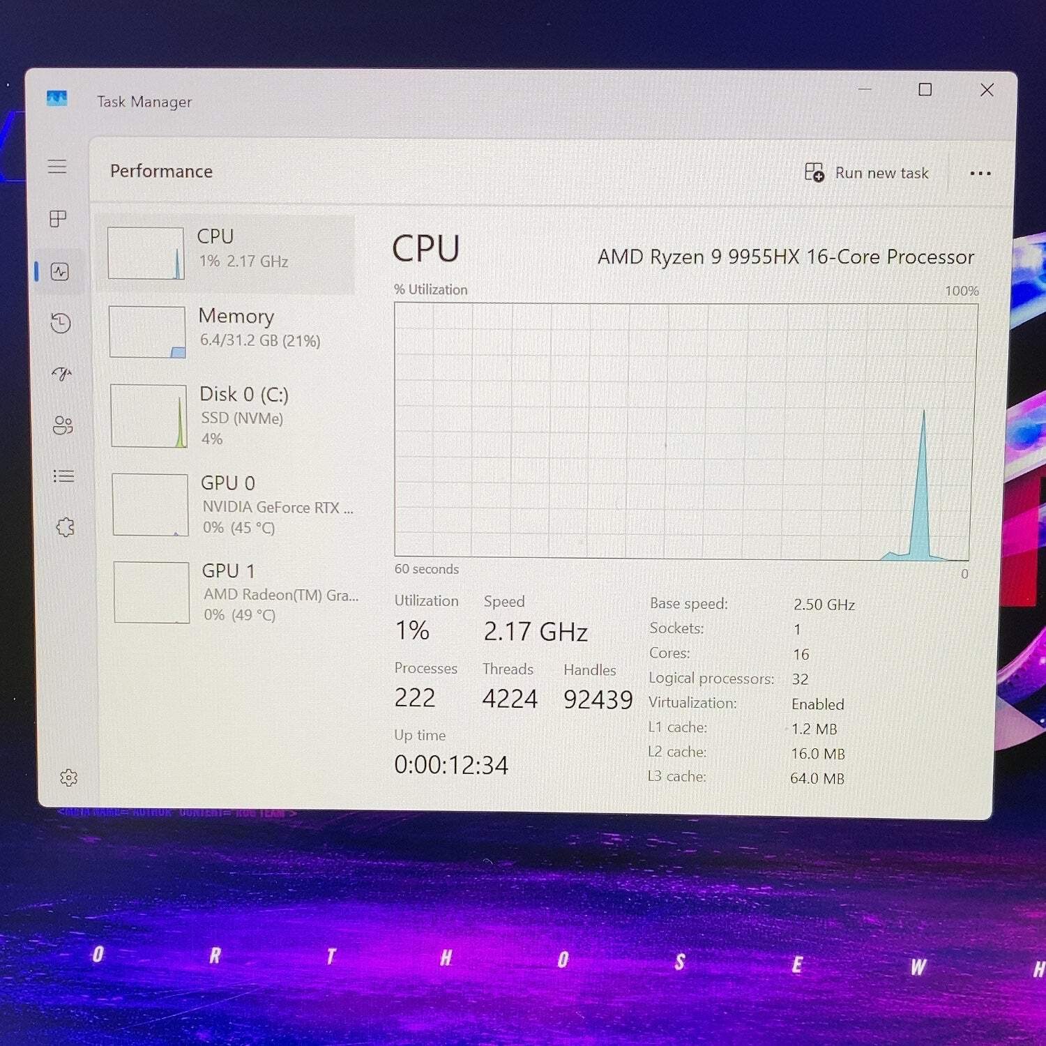 Asus ROG Strix G16 G614FR 16″ Ryzen 9 9955HX 2.5GHz 32GB RAM 1TB SSD RTX 5070 Ti