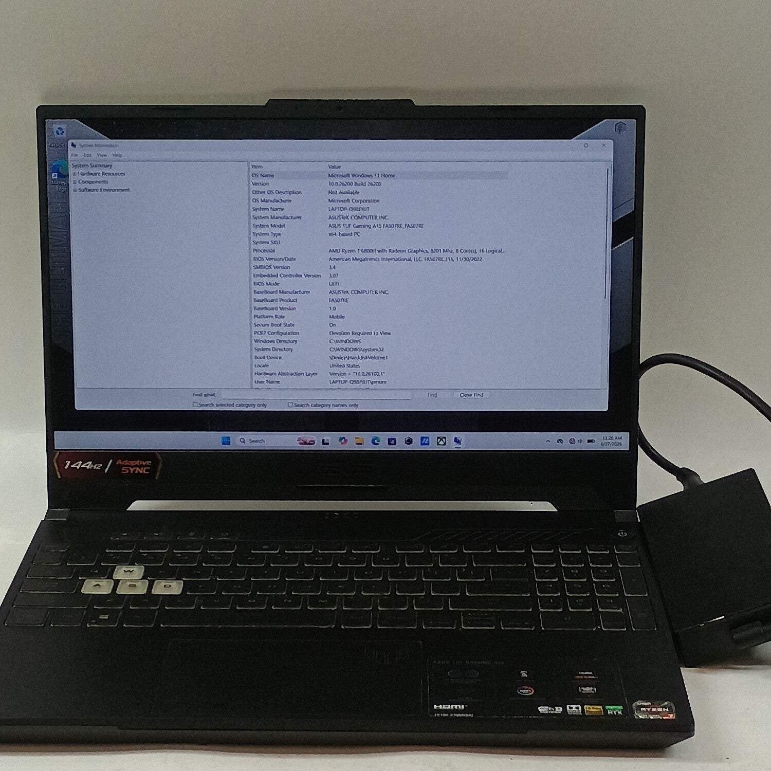 Asus TUF A15 FA507R 15.6″ Ryzen 7 6800H 3.2GHz 32GB RAM 512GB RTX 3050 Ti