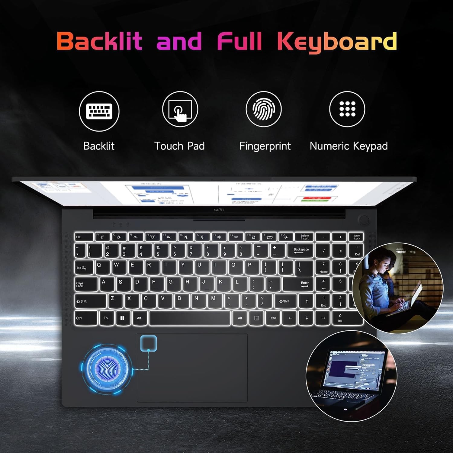 15.6 FHD Student Laptop 16GB RAM 1TB SSD Intel Pentium Quad-Core N100 3.4GHz