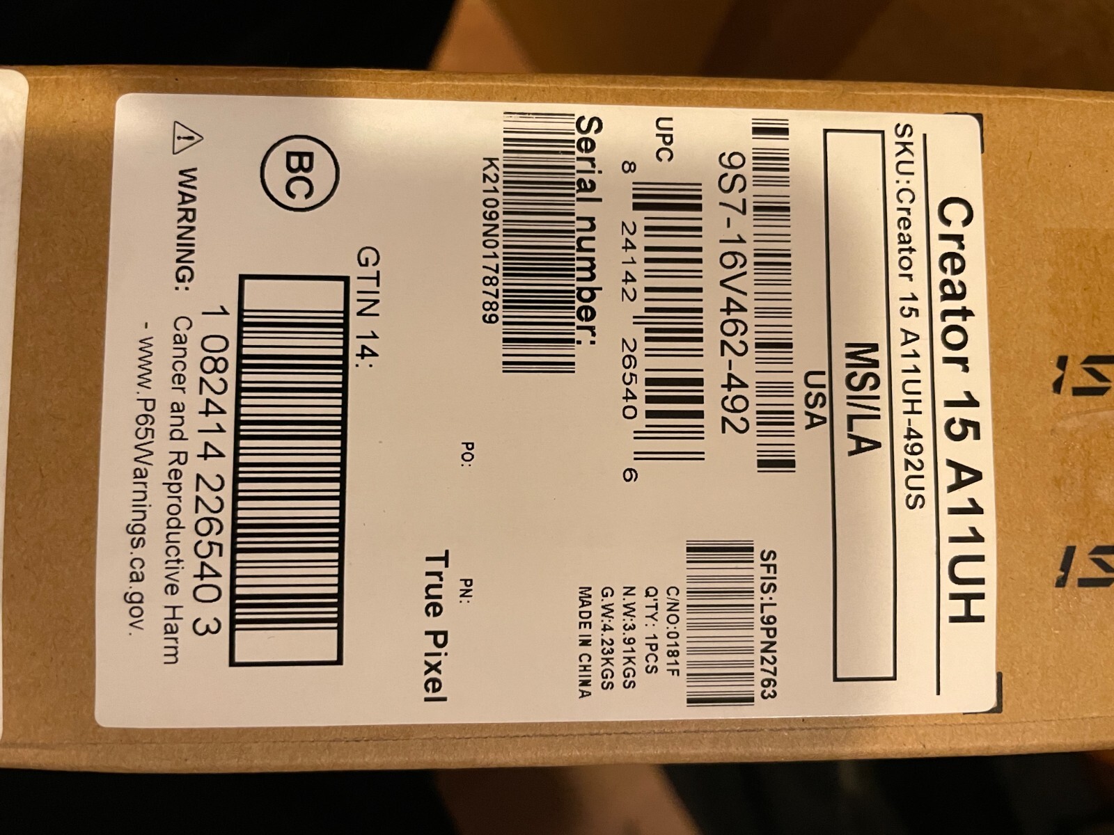 MSI Creator A10SET-088 15.6″ Laptop Brand New, Unopened in original packaging