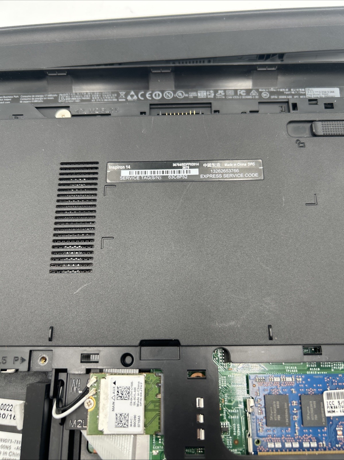 Dell Inspiron 14 Laptop Parts Bad Motherboard No HDD/SSD 14″ screen