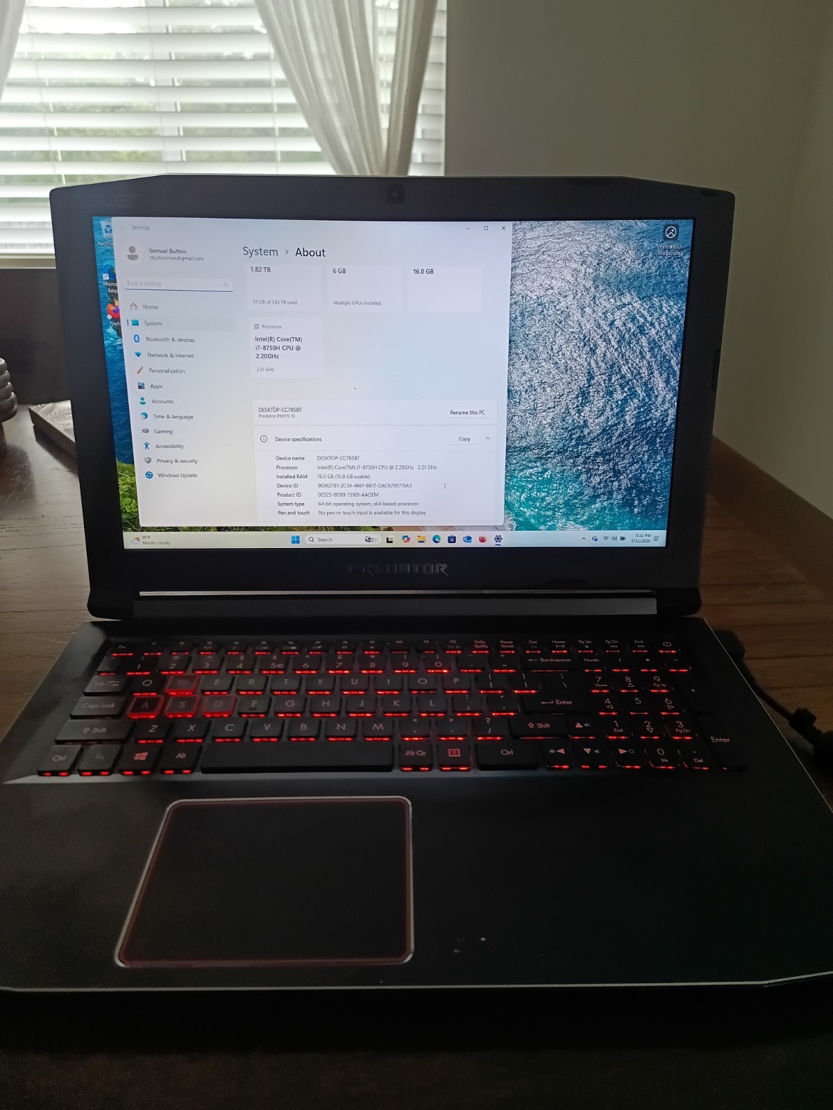 Acer Predator Helios 300 N17C1 Laptop Complete with Charger, 2 TB ssd