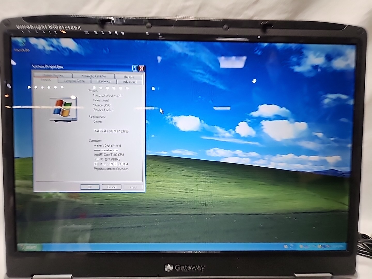 Gateway MA7 MT6705 Intel Core 2 T5500 1.66GHz/2GB RAM/160GB HDD/15.4″ Win Xp