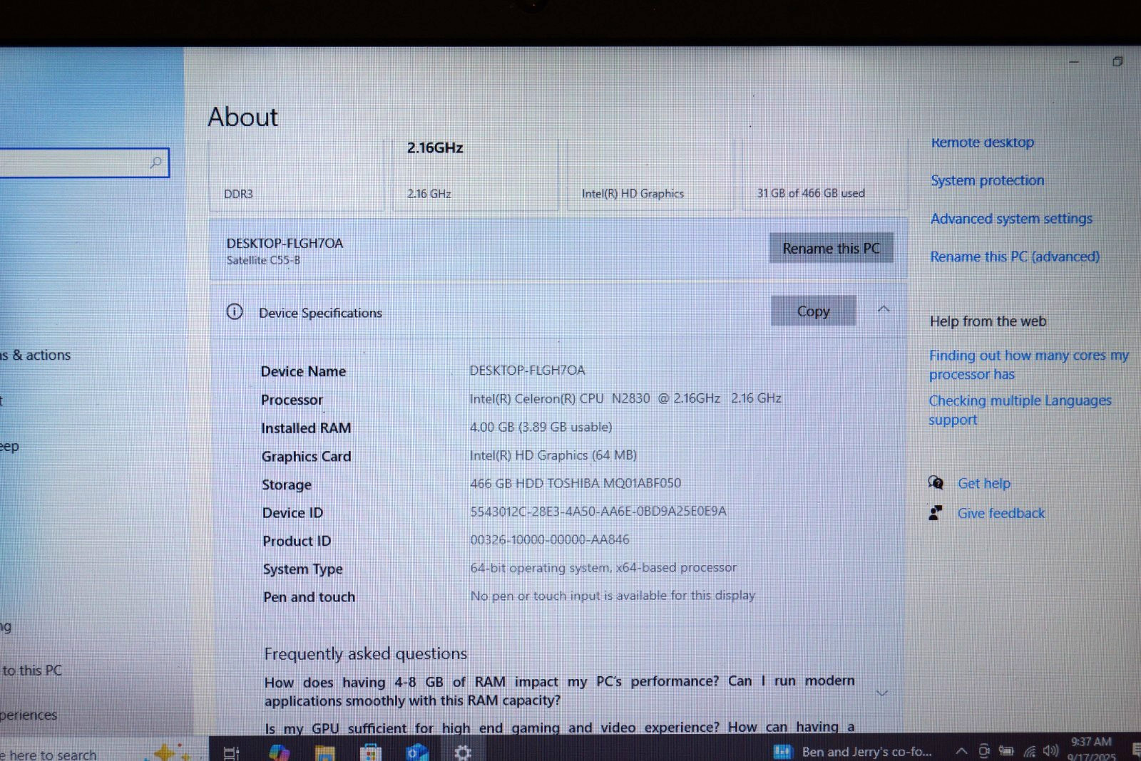 Active Latest 22H2 WIN10 PRO Toshiba C55-B5299@2.16GHz,4GB RAM,500GB HDD