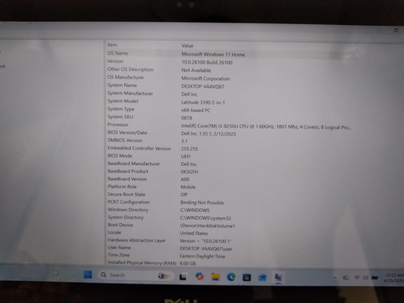 Dell Latitude 3390 2-in-1 TS i5 8250U @ 1.6GHz 8GB RAM 128GB SSD Win11Home Parts