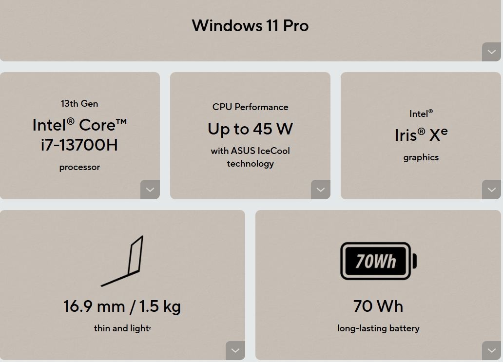 ASUS Zenbook UX3404VA 14.5″ 13th Gen i7-13700H 16 GB RAM 1TB SSD Win11