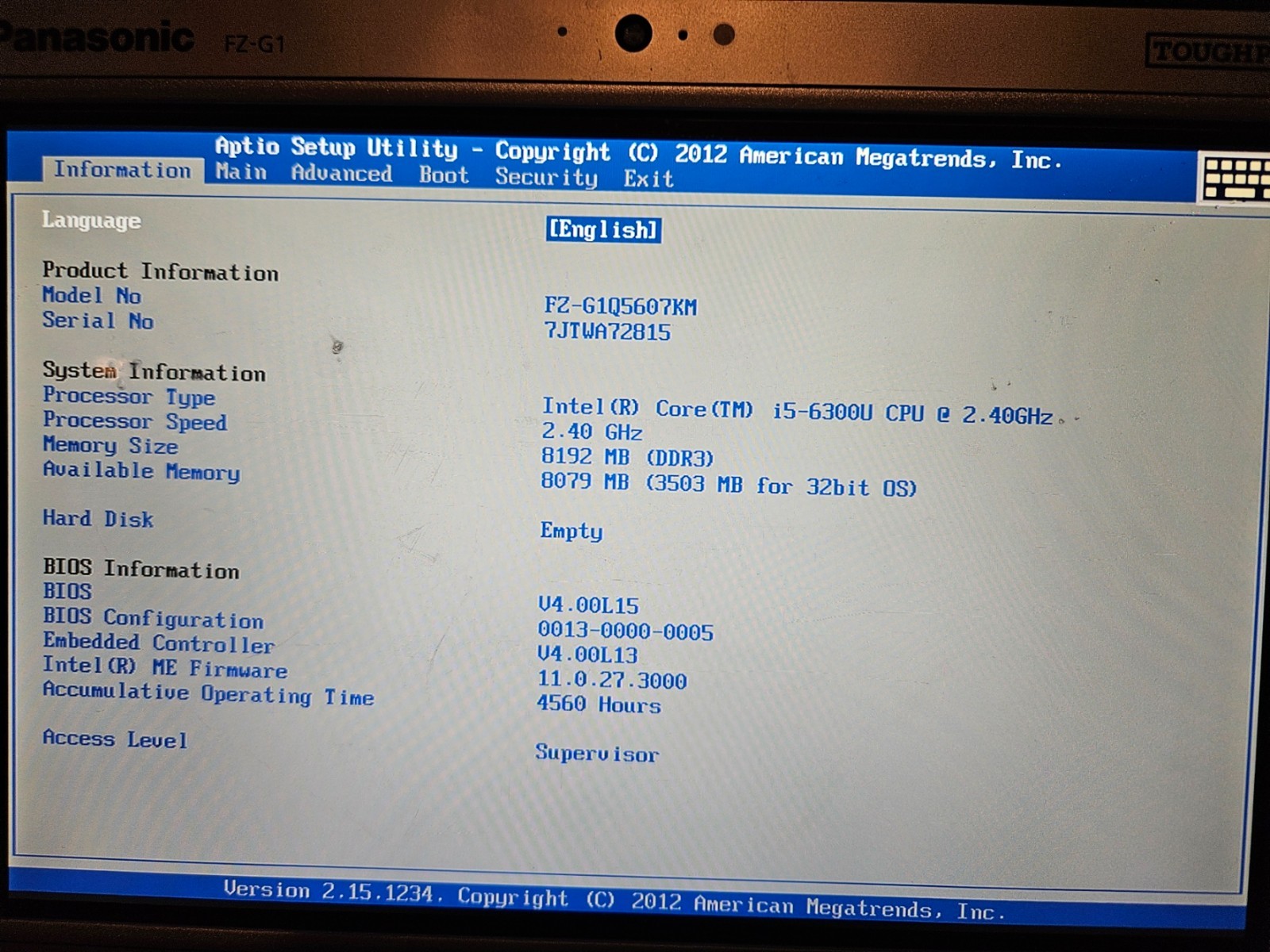 Panasonic FZ-G1 Toughpad Tablet Intel i5 2.4GHz 8GB RAM Parts/Repair