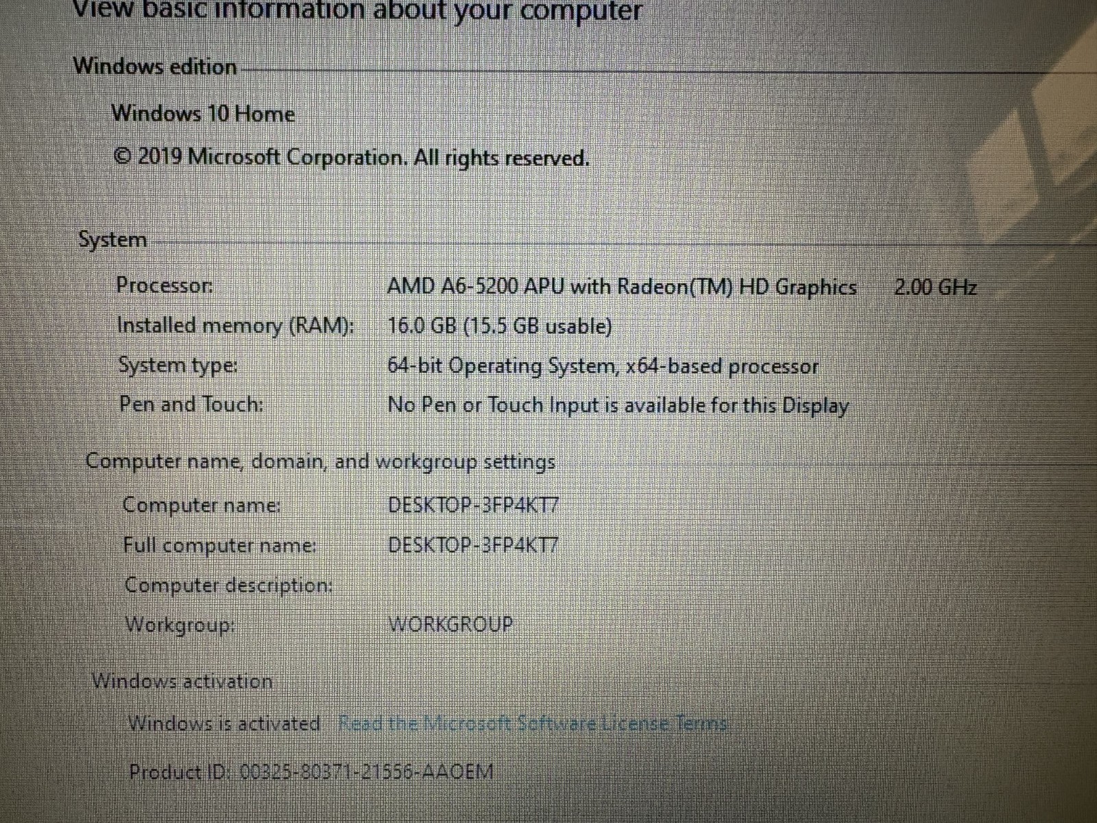 HP 15-af131dx 15.6″ AMD A6-5200 APU @ 2.00GHz 16 GB RAM 500GB HD