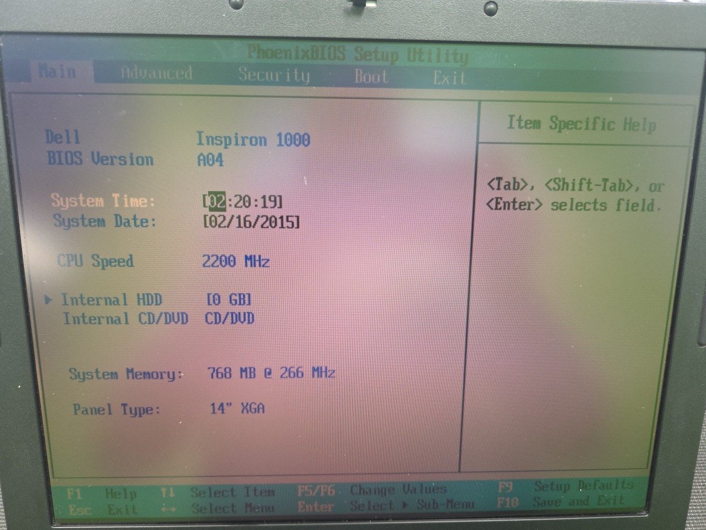 DELL INSPIRON 1000 – BOOTS TO BIOS – INTEL CELERON 2.2MHZ – 256MB RAM – READ -BB