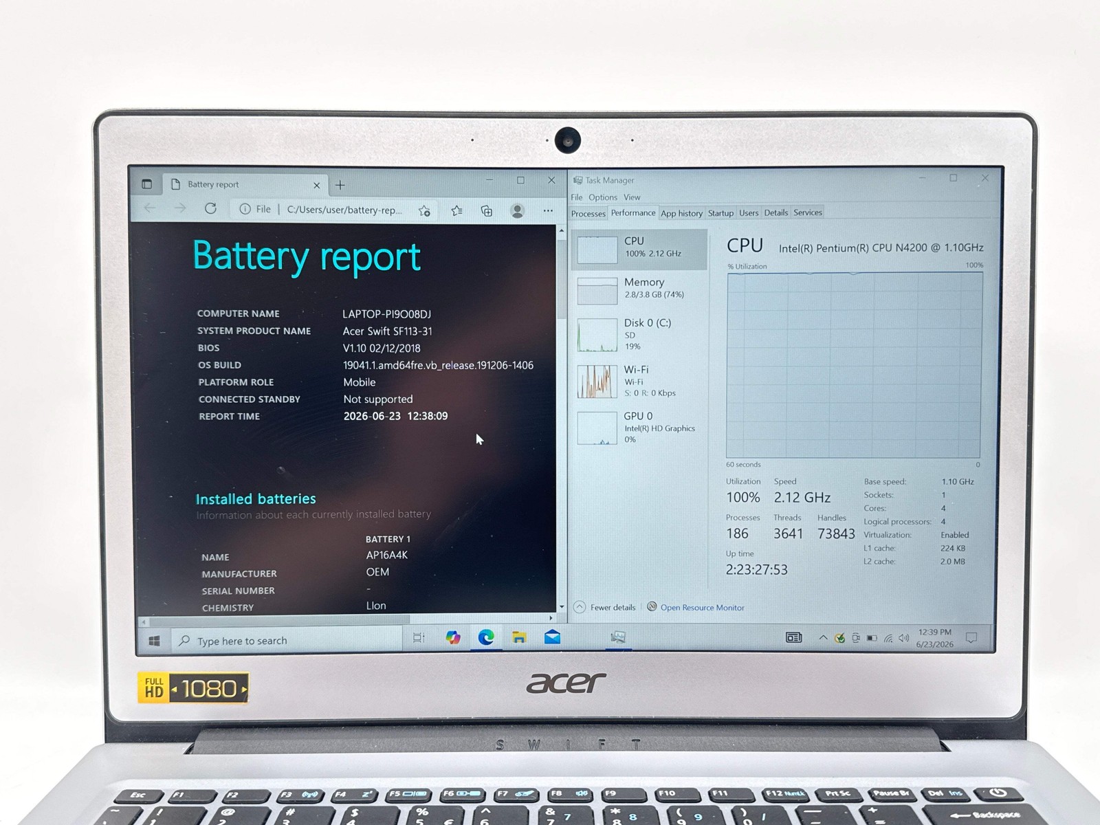 Acer Swift 1 SF113-31 13.3″ Intel Pentium N4200 4GB 64GB eMMC Used
