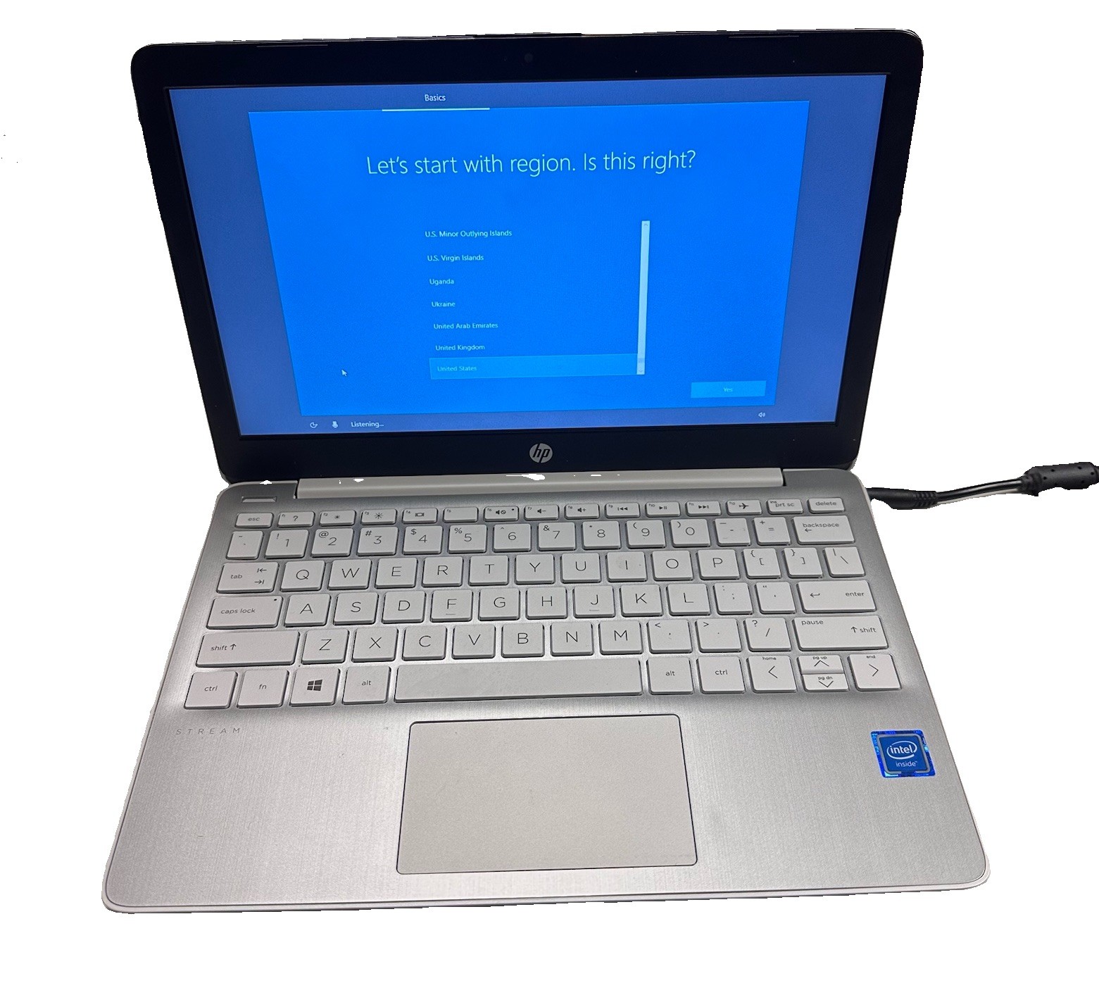 HP Stream 11-ak1012dx 11.6” White Laptop 4GB RAM 32GB eMMC Tested Charger Read