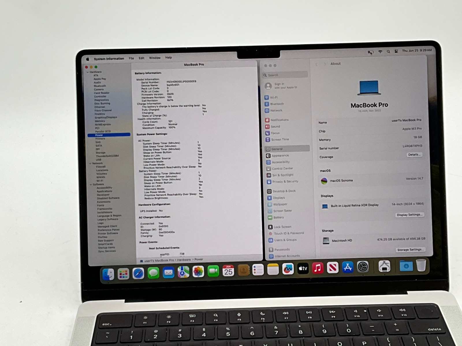 APPLE A2992 MacBook Pro 14 M3 Pro 18GB 500GB SONOMA OSX L4RG07XPH3 *read* 2023