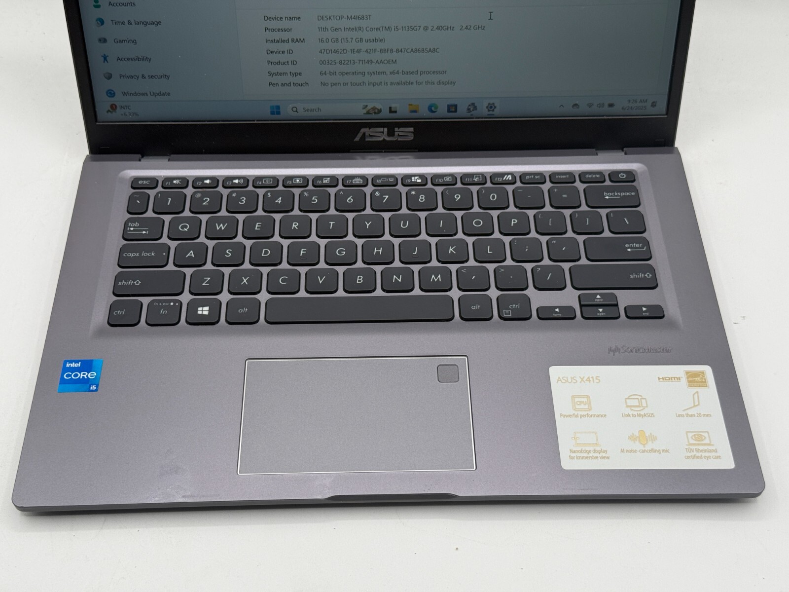 ASUS VIVOBOOK X415 14″ i5-1135G7 16GB RAM 500GB SSD WIN 11HOME