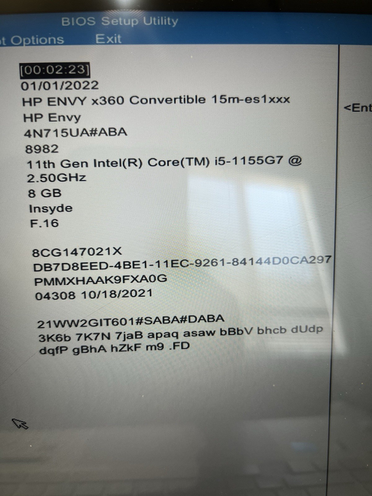 HP ENVY x360 15m-es1013dx i5-1155G7 8GB RAM, For Parts Or Repair