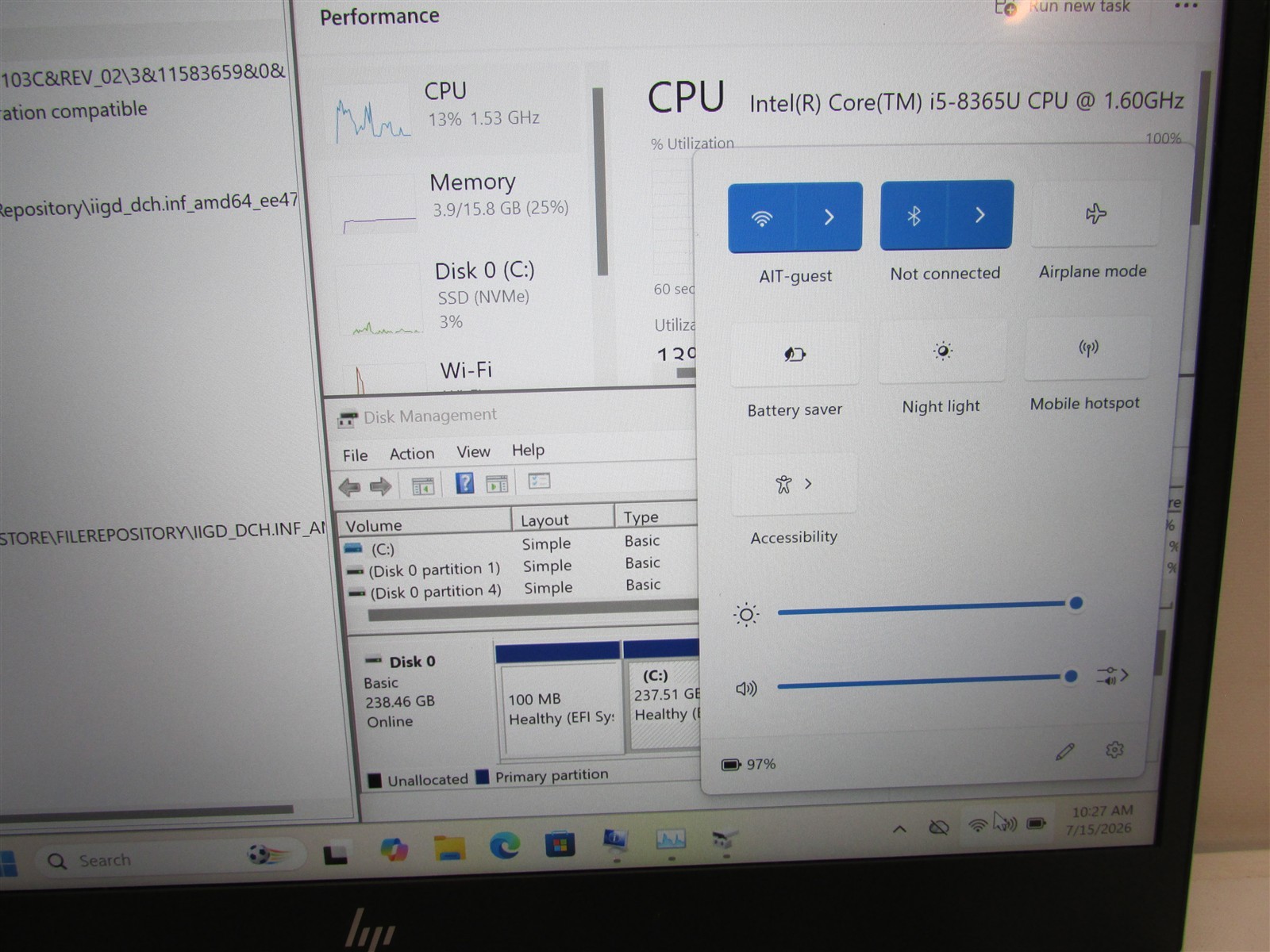 HP Elitebook 840 G6 i5-8365U 1.6GHz 16GB RAM 256GB NVME 14″ Windows 11 Pro Touch