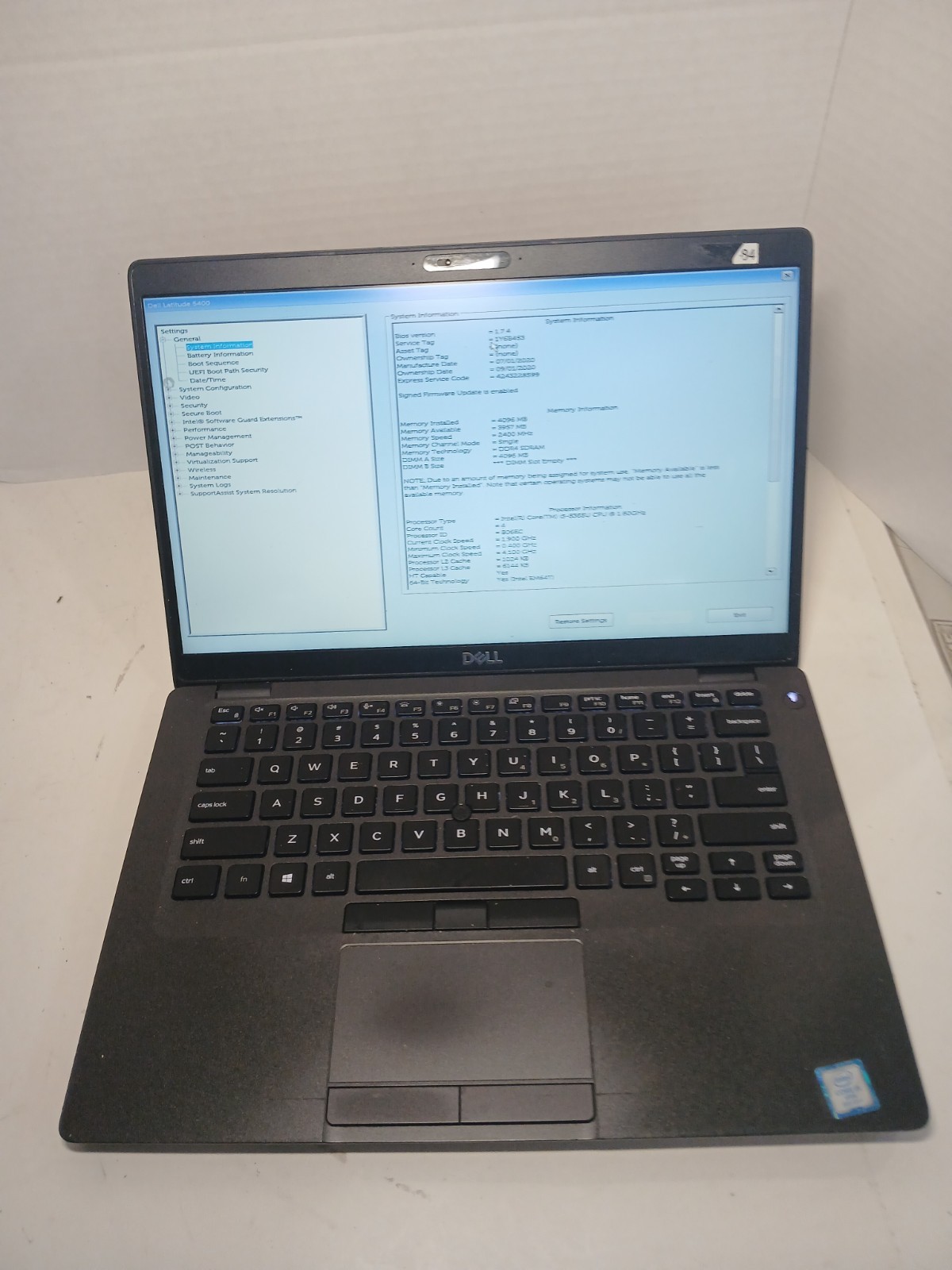 Dell Latitude 5400 i5-8365U 4GB RAM No SSD/HDD/OS! BAD LCD #97