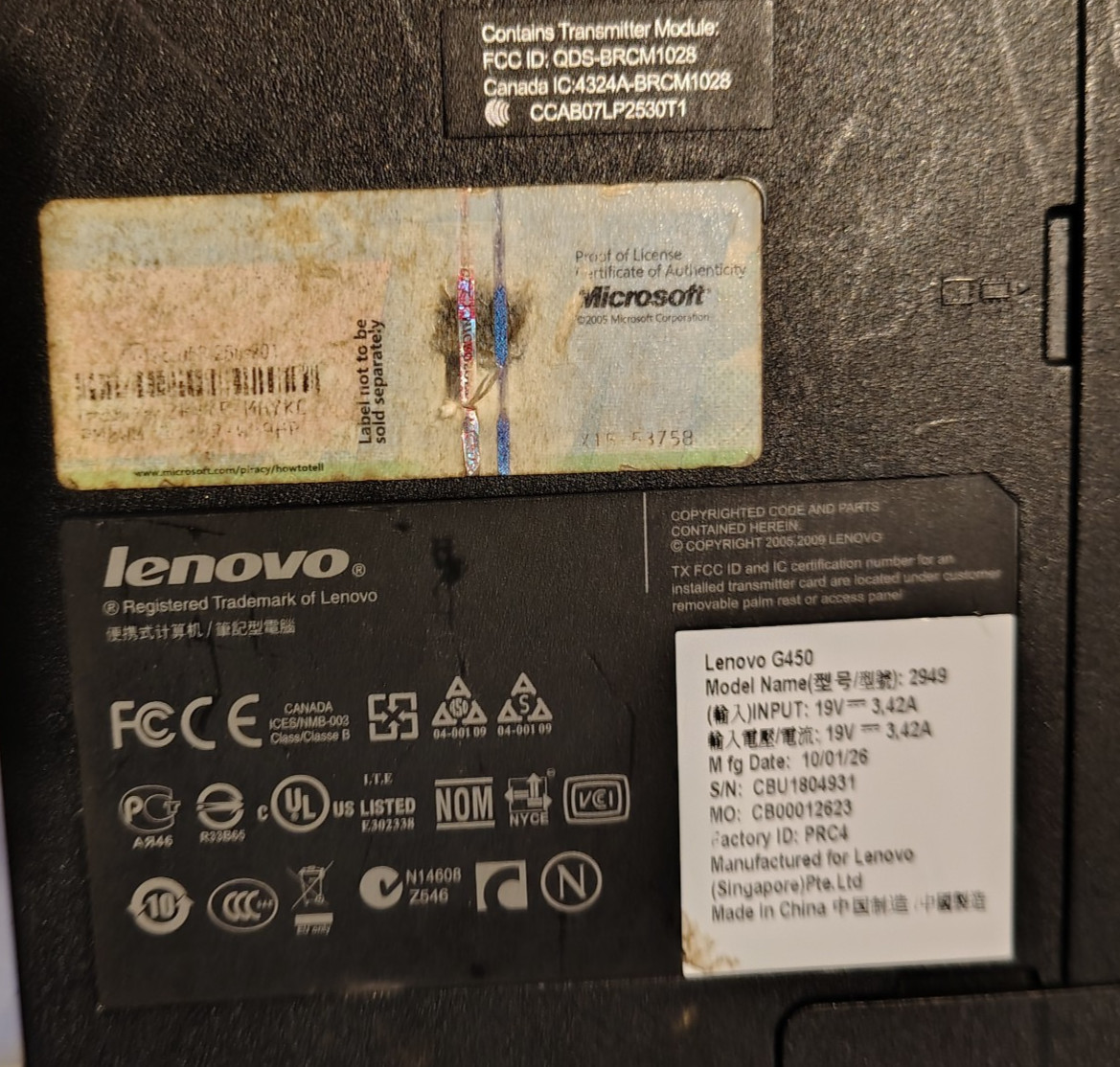 Lenovo G450 14″ Laptop Pentium Dual Core 2 Duo T4400 2.20GHZ 4gb Ram 252GB HD