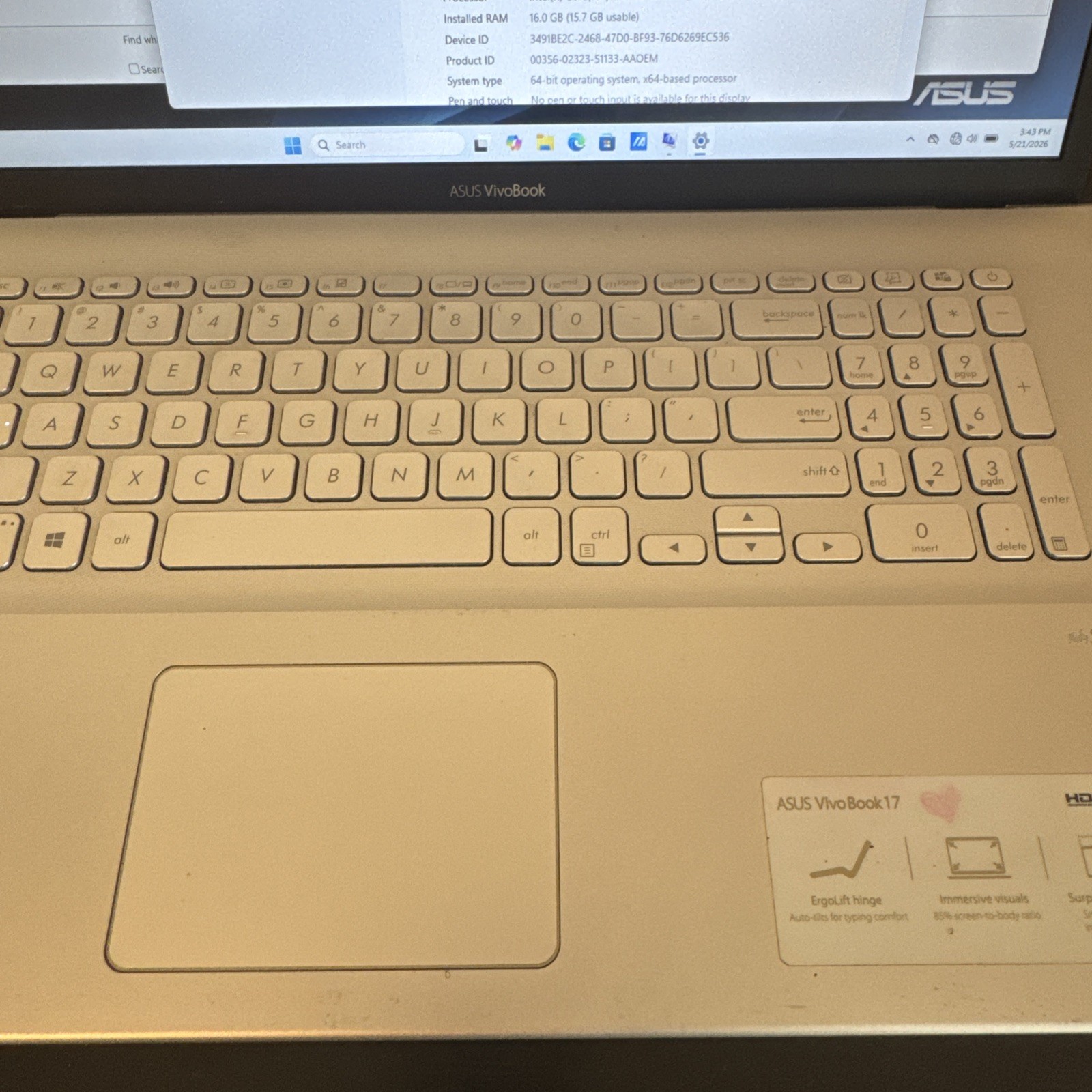 ASUS Vivobook X712JA – HD+ – i7-1065G7 – 16GB RAM – 1TB SSD – Silver