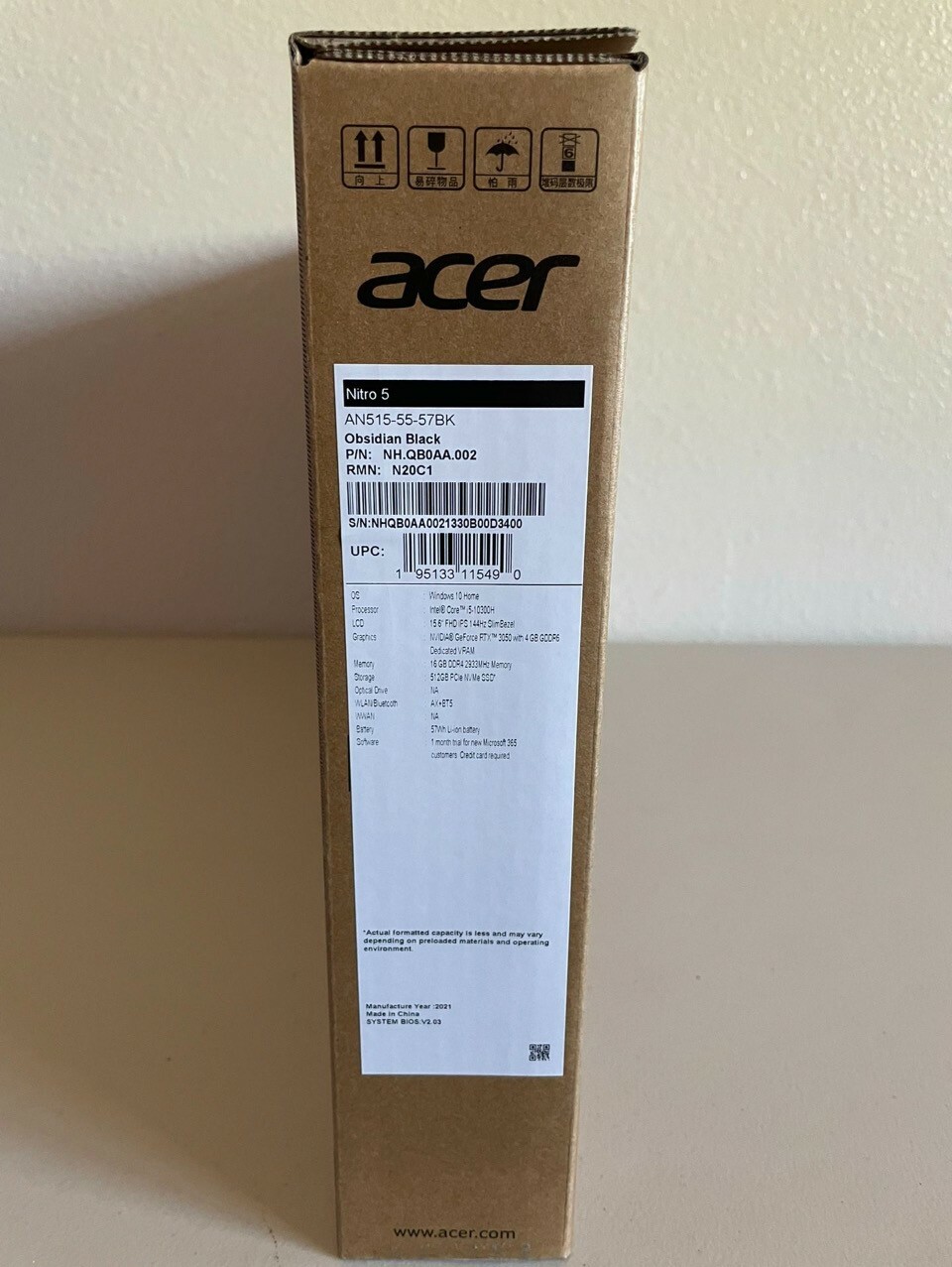 Acer NITRO 5 NVIDIA GeForce RTX 3050 Intel i5 10300H SSD 512GB 15.6” 144Hz 16GB