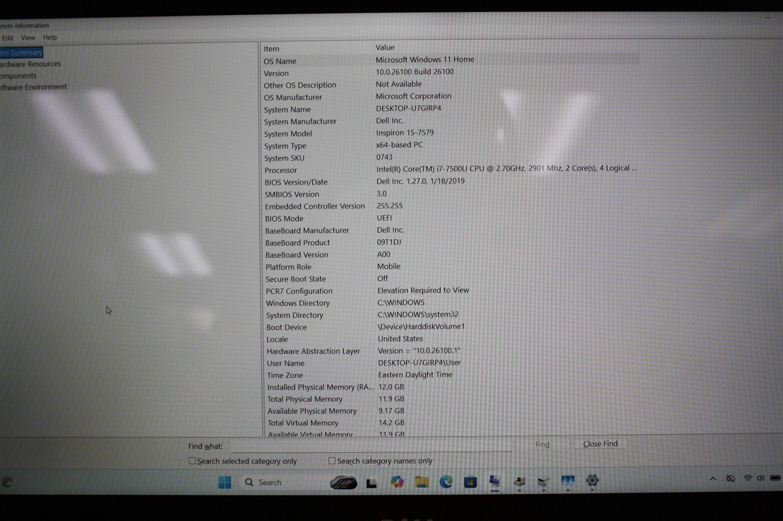 15.6″Dell Inspiron 15-7579 Laptop i7-7500U RAM 12GB SSD 256GB/Charger inc