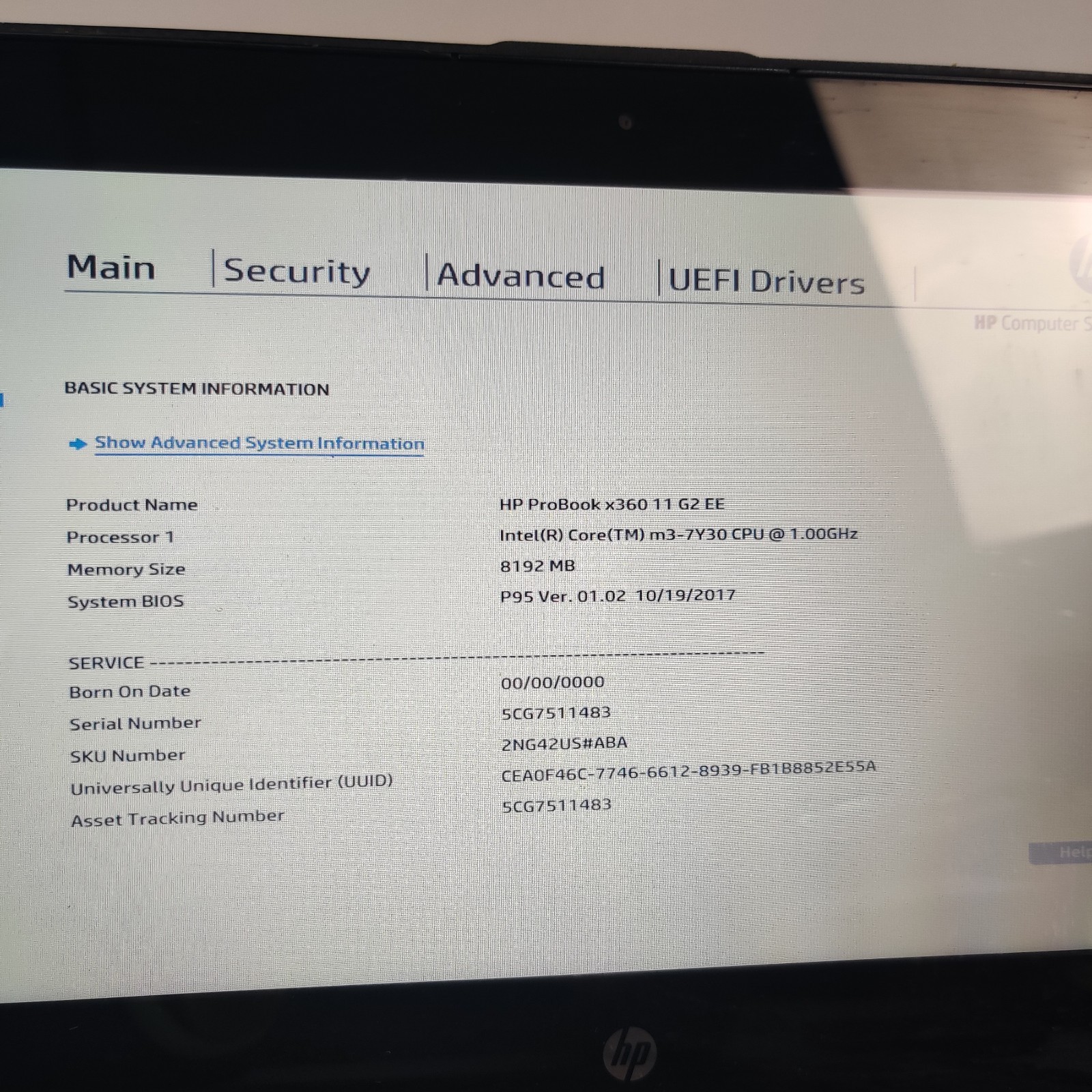 HP ProBook x360 11 G2 EE, Core-m3-7Y30 8GB NO SSD/OS/AC ADAPTER (LOOSE LID)