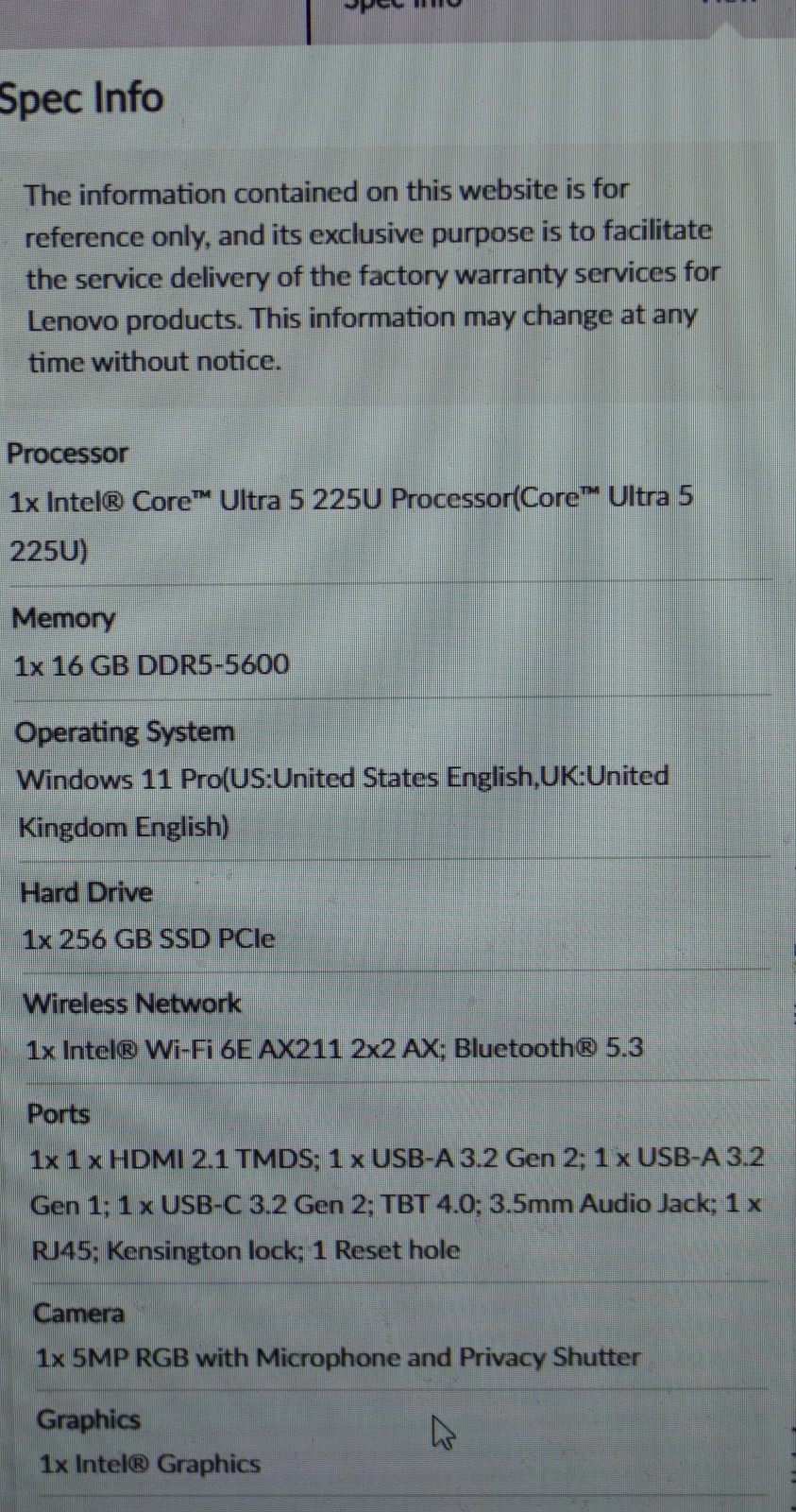 Lenovo ThinkPad E16 Gen 3 16″ Core Ultra 5 225U 16GB 256GB SSD W11P
