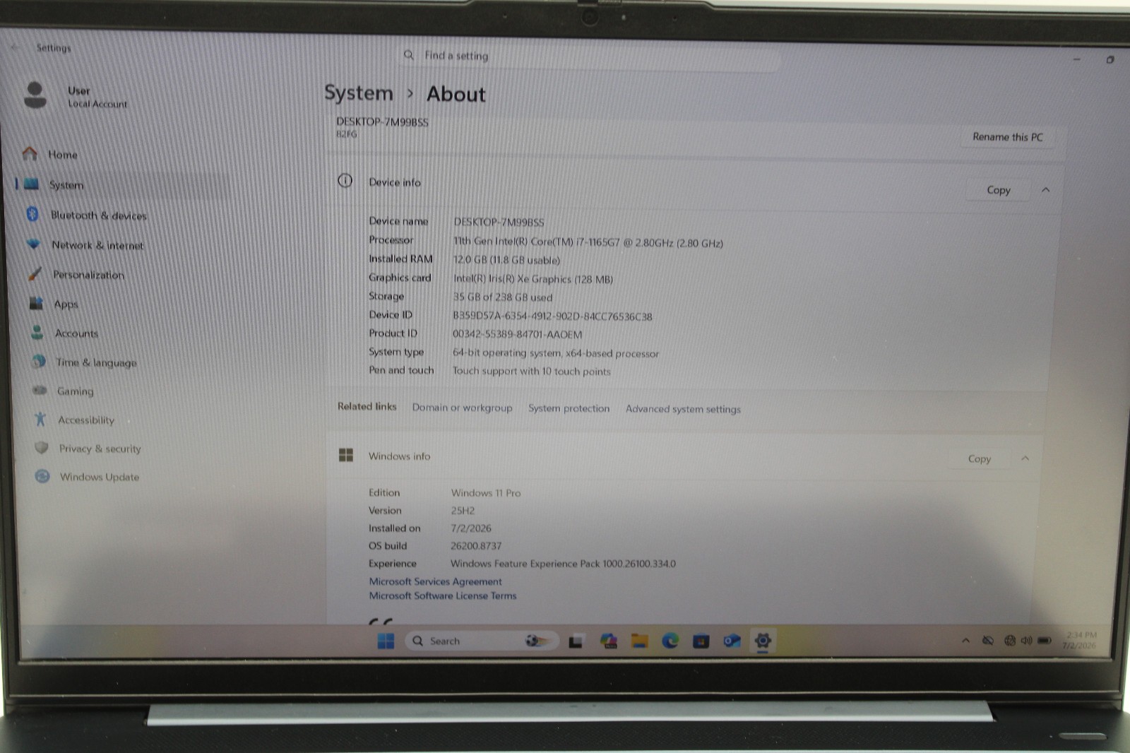 Lenovo IdeaPad Flex 5-15ITL05 Touch i7-1165G7 @ 2.8 GHz 12GB RAM 256GB SSD W11P