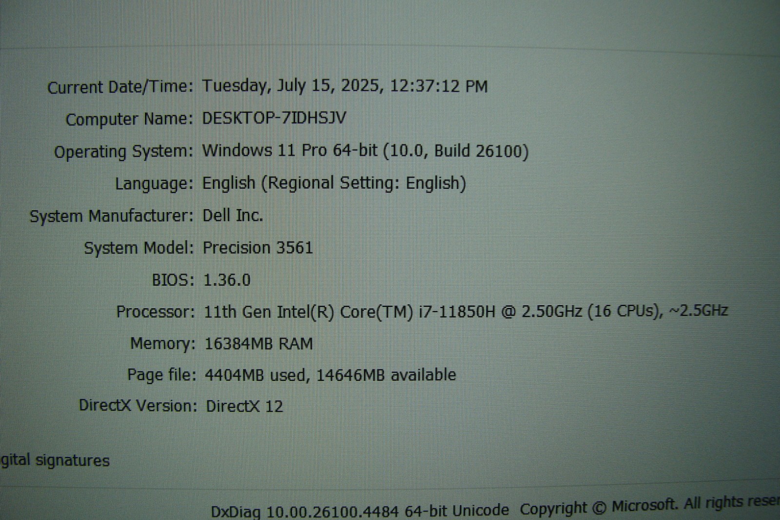 Dell Precision 3561 15.6″FHD vPro i7-11850H 2.5GHz 16GB RAM 512GB SSD NvidiaT600