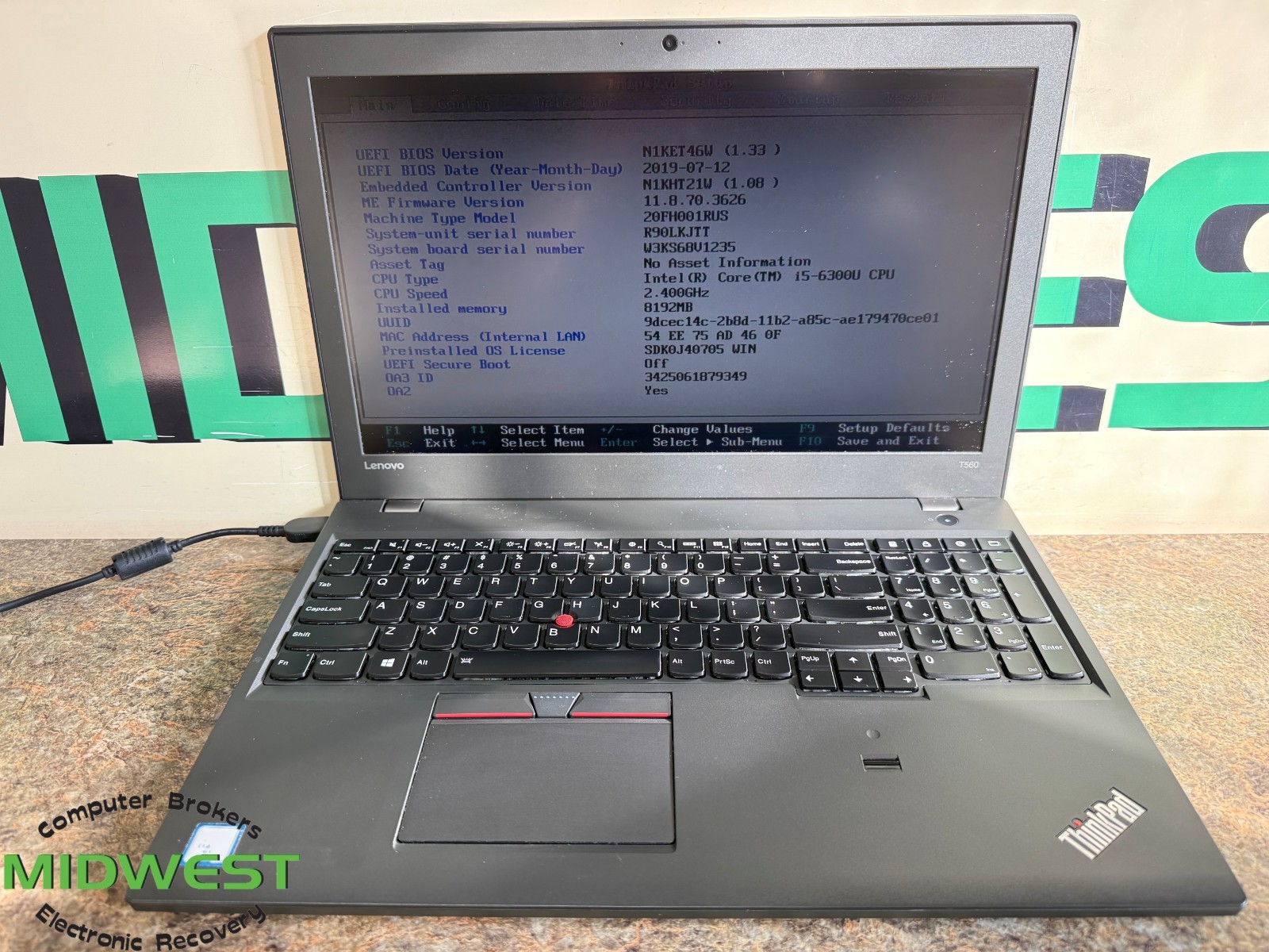 Lenovo ThinkPad T560 i5-6300U 2.40GHz 8GB 256GB SSD