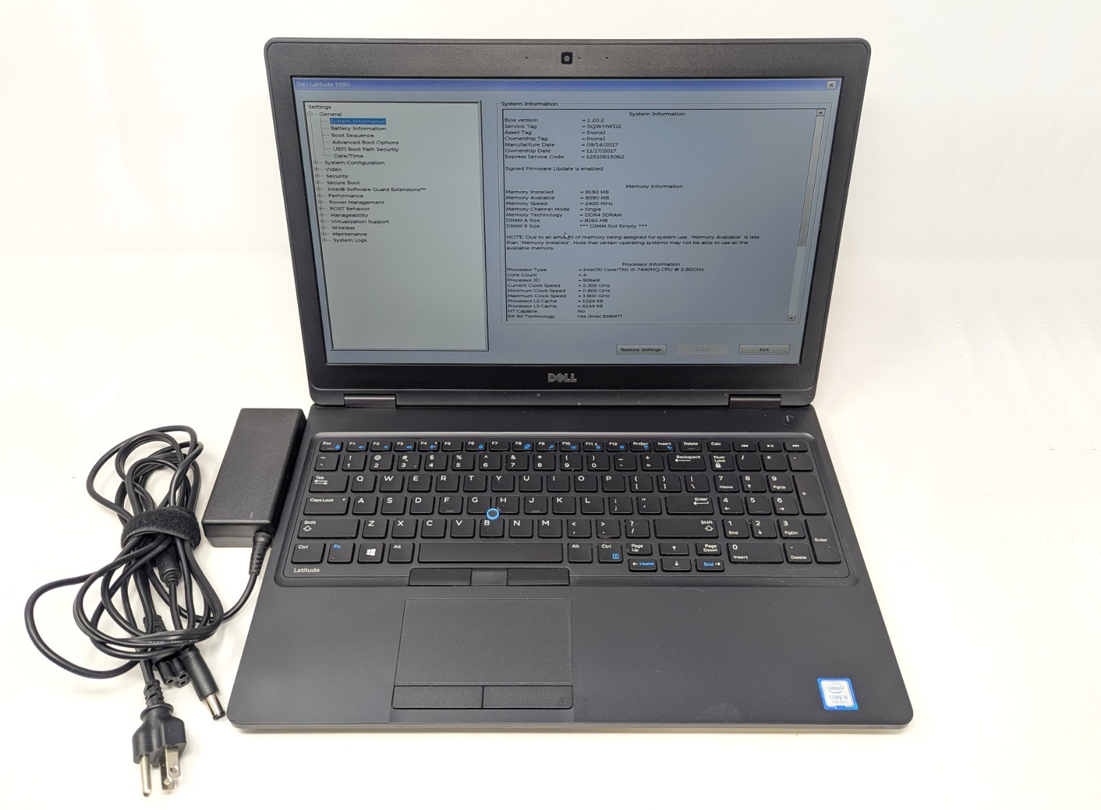 Dell Latitude 5580 – 15.6″ Intel Core i5-7440HQ 2.8 GHz 8GB DRDR4 RAM No OS/SSD