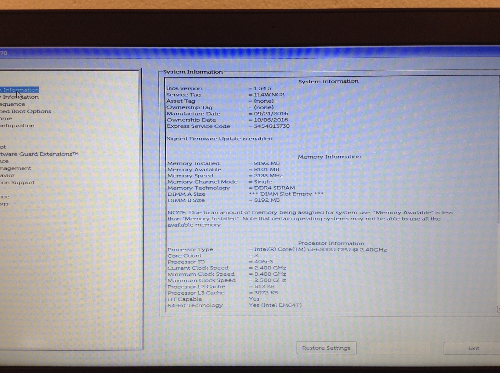 Dell Latitude E5570 Laptop 15.6″ i5-6300U 2.40Ghz 8GB w/ Charger, No HD, READ