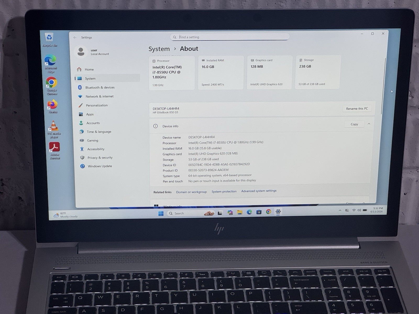 HP EliteBook 850 G5 i7-8550U 16GB 256GB – Win 11 – Clean & Ready to Use!