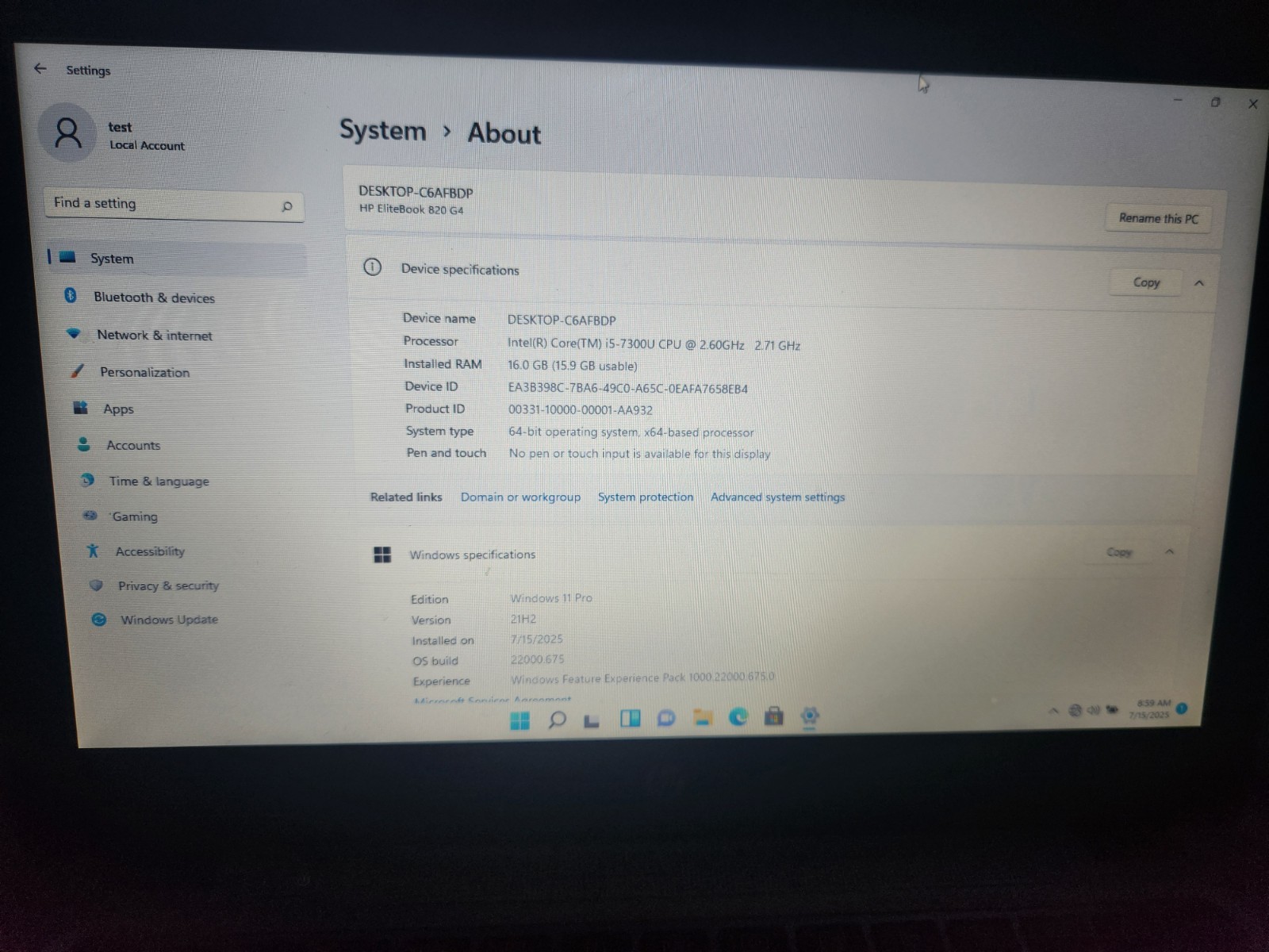 HP EliteBook 820 G4 12.5″ FHD i5-7300U 16GB RAM 256GB SSD Win 11 Pro
