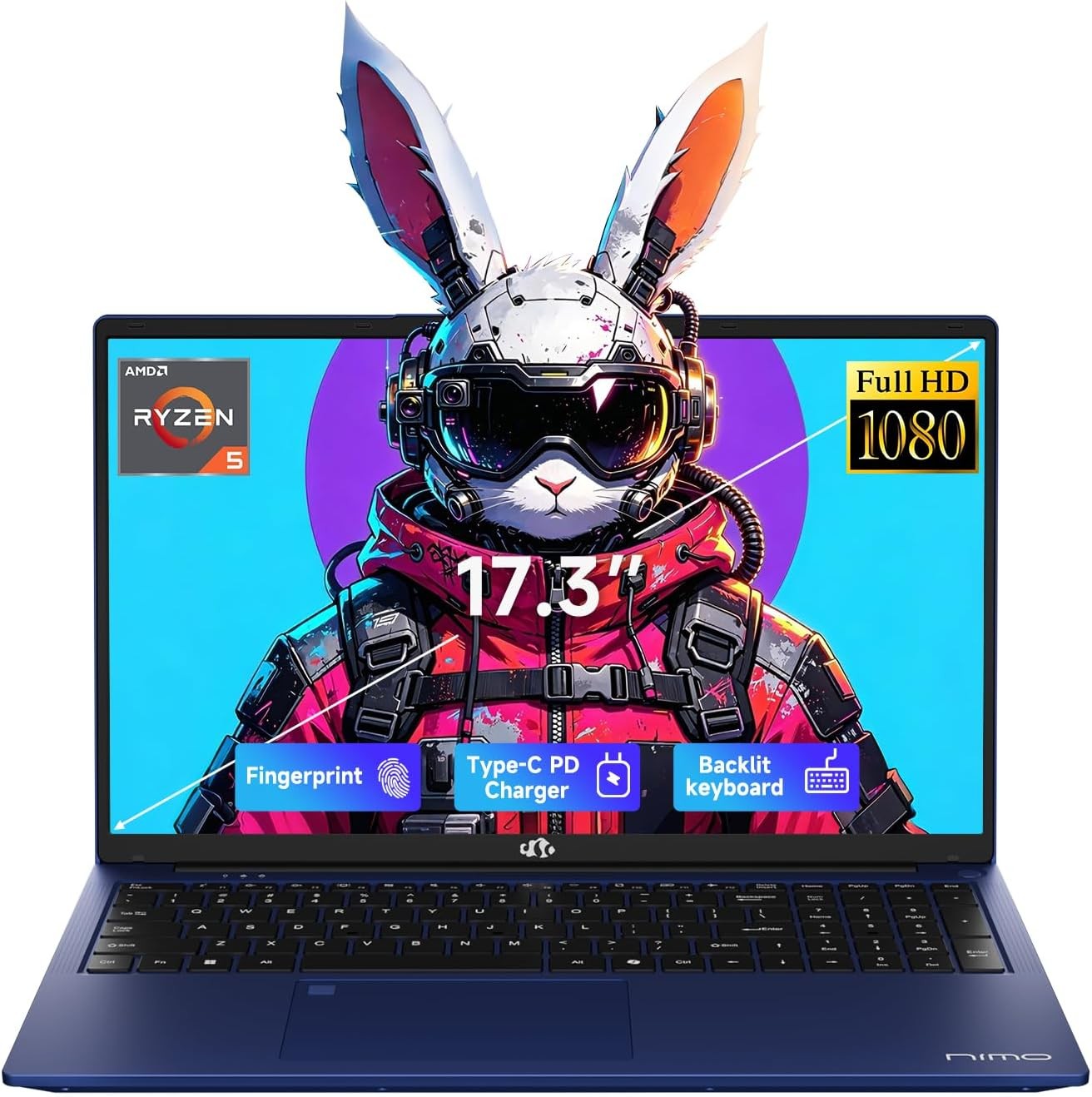 NIMO 17.3″ Gaming Laptop,AMD Ryzen 5 6600H 16GB DDR5 RAM 1TB SSD Up to 4.5GHz