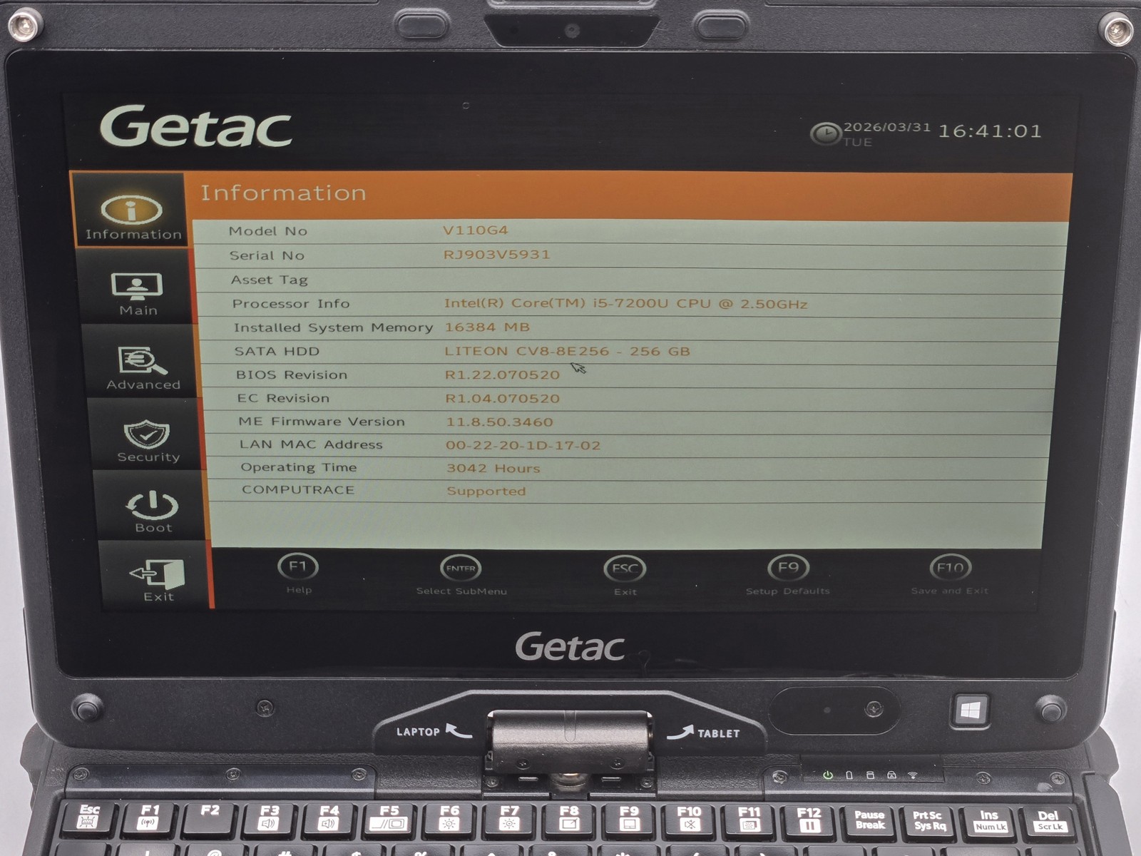 GETAC V110G4 11″ HD Touch I5-7200U 256GB 16GB W10P Webcam Backlit Stylus *READ*