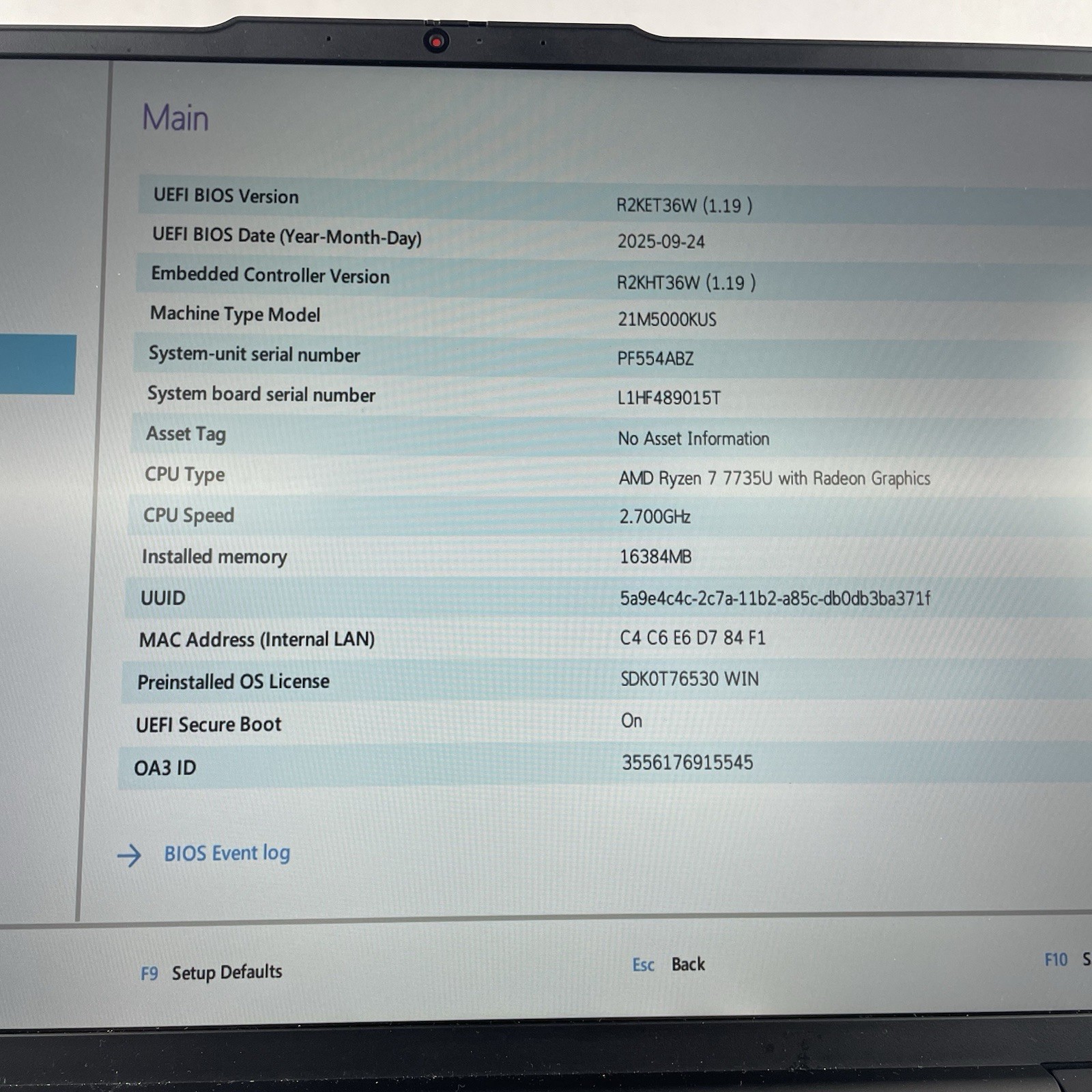 Lenovo ThinkPad E16 Gen 2 16″ Ryzen 7 7735U 2.70 GHz 16 GB RAM No SSD No OS READ