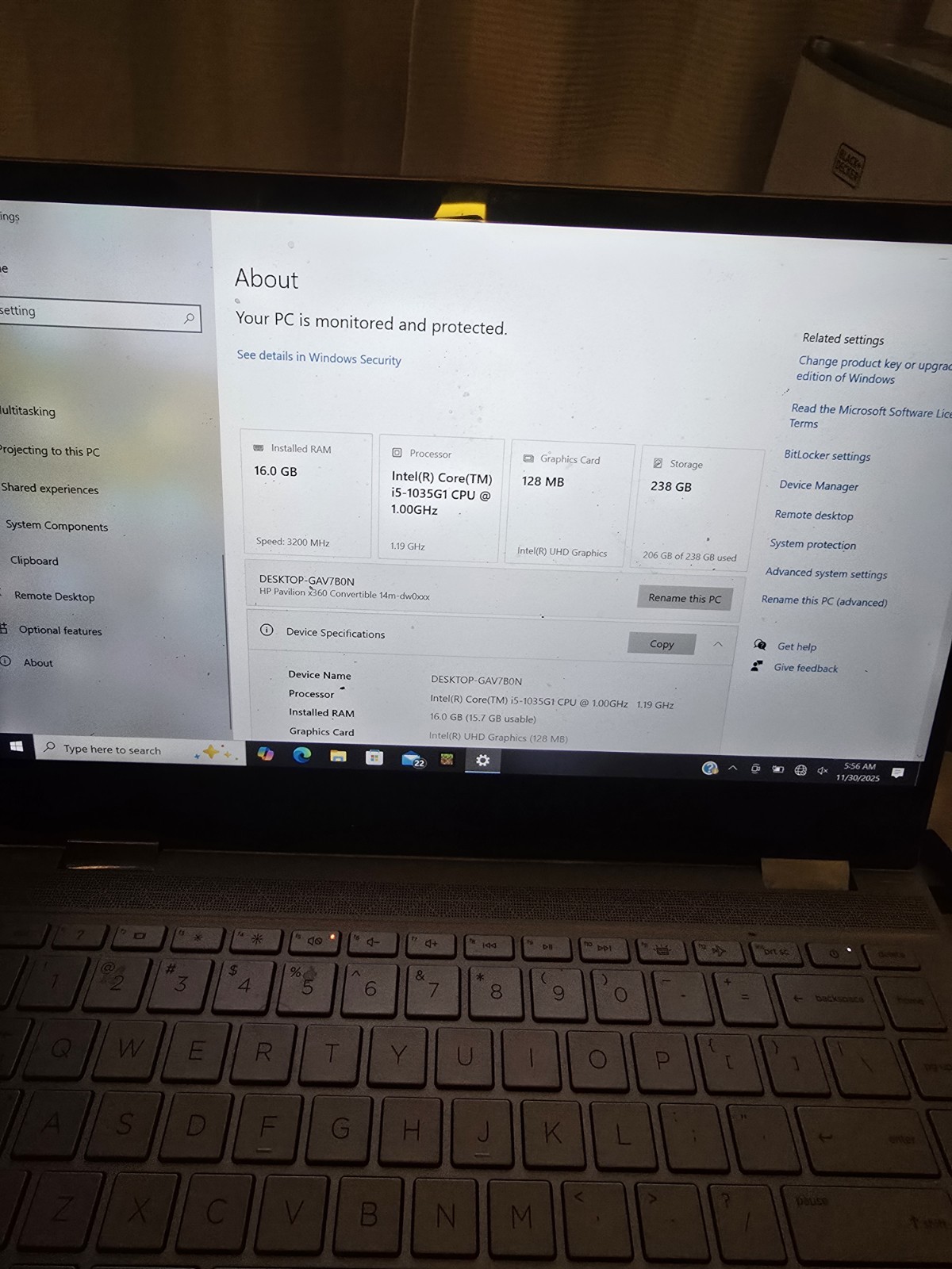 HP Pavilion x360 14m-dw0xxx 14″ i5-1035G1 16GB 238GB SSD Win10