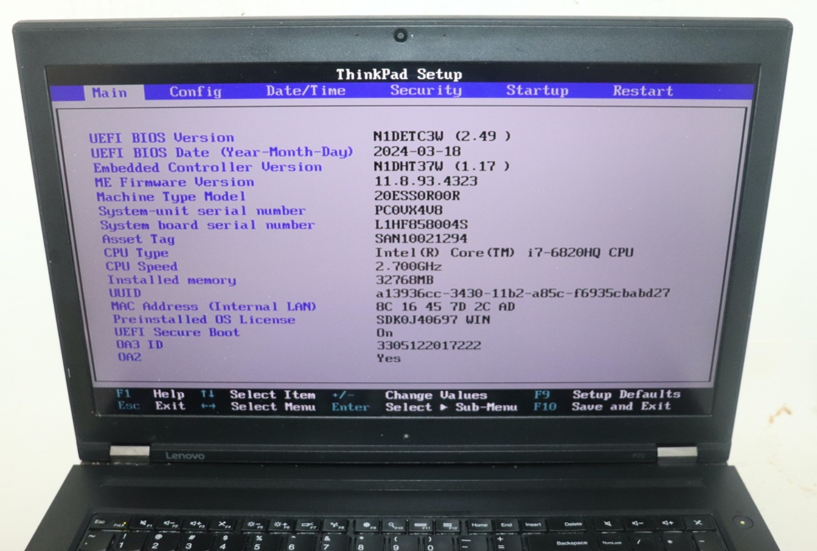 Lenovo ThinkPad P70|Intel core i7@2.70 GHz|32GB RAM |512GB SSD|WIN10.Prof|NVIDIA