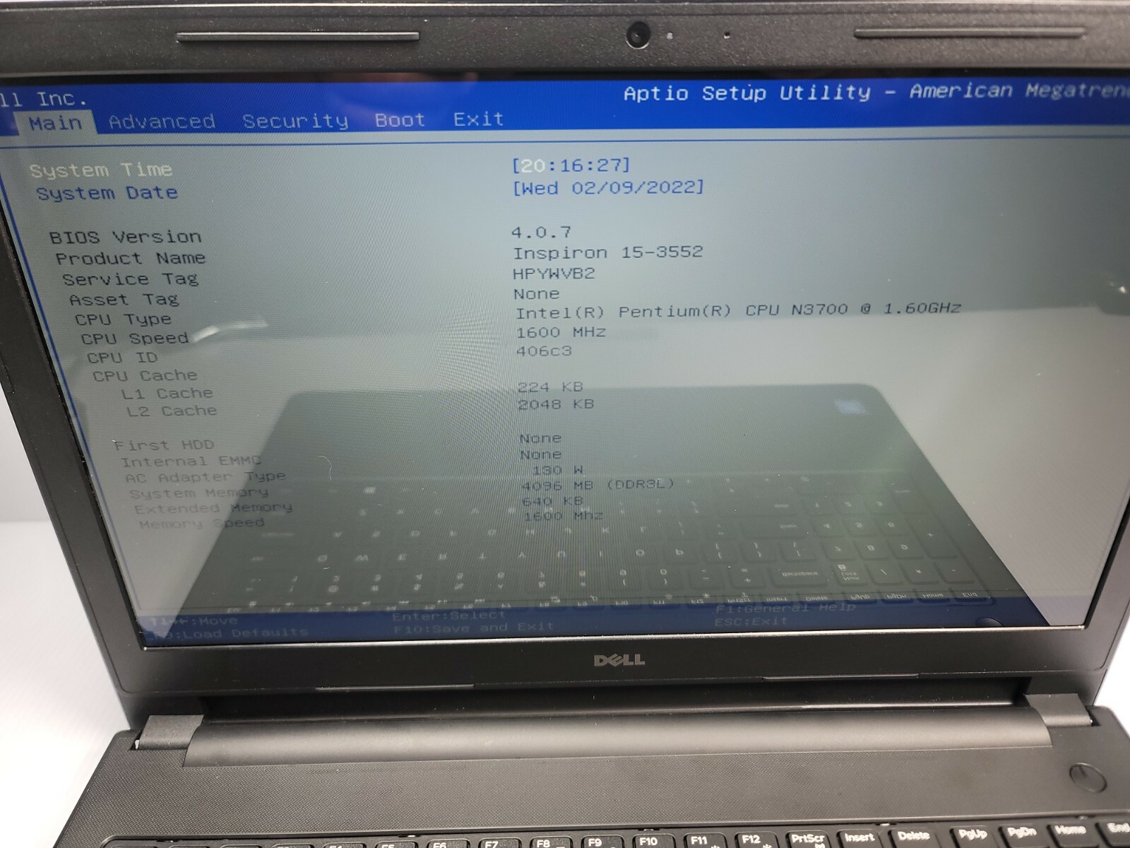 DELL Inspiron Laptop 15-3552 15.6″ Pentium N3700 1.60GHz 4GB