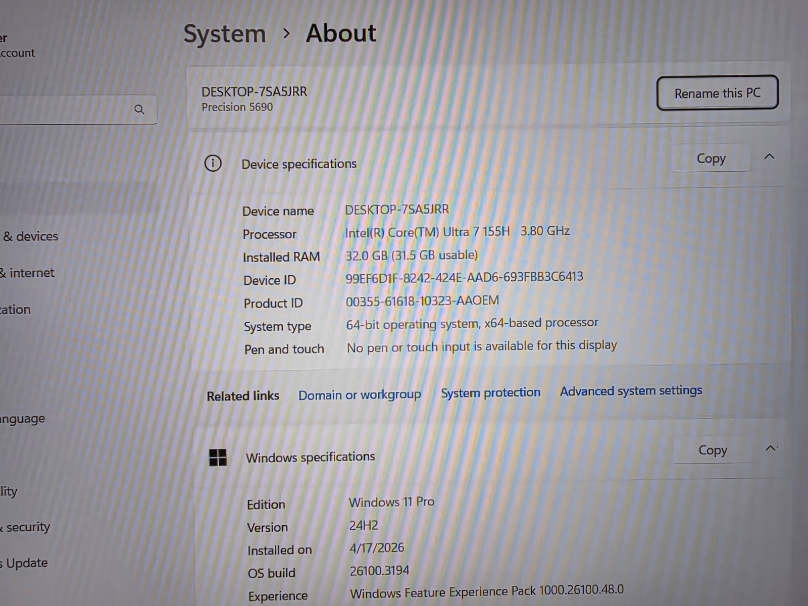 Dell Precision 5690 1200P 16″ Ultra 7 155H 16cr 32GB 1TB NV RTX 2000-8GB Win 11P