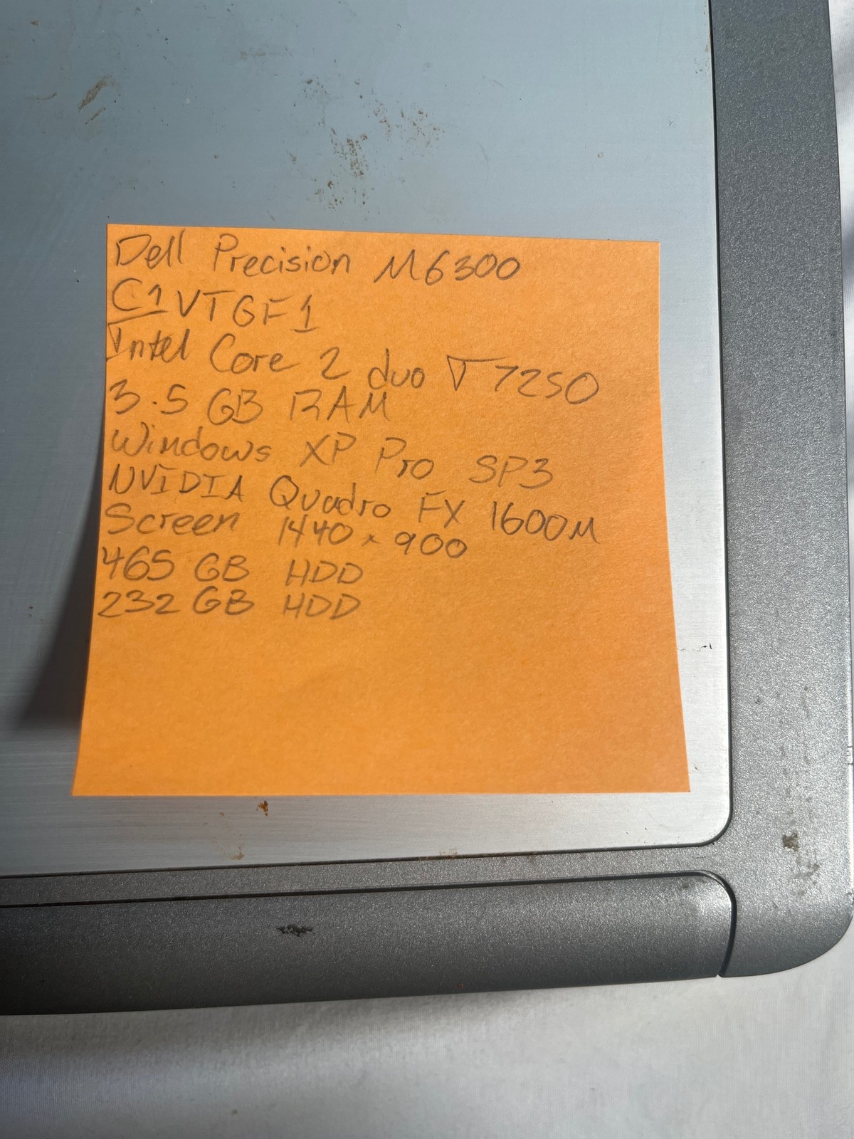 Dell Precision M6300 Core 2 Duo T7250 2GHz 3.5GB 465GB HDD Quadro FX 1600M