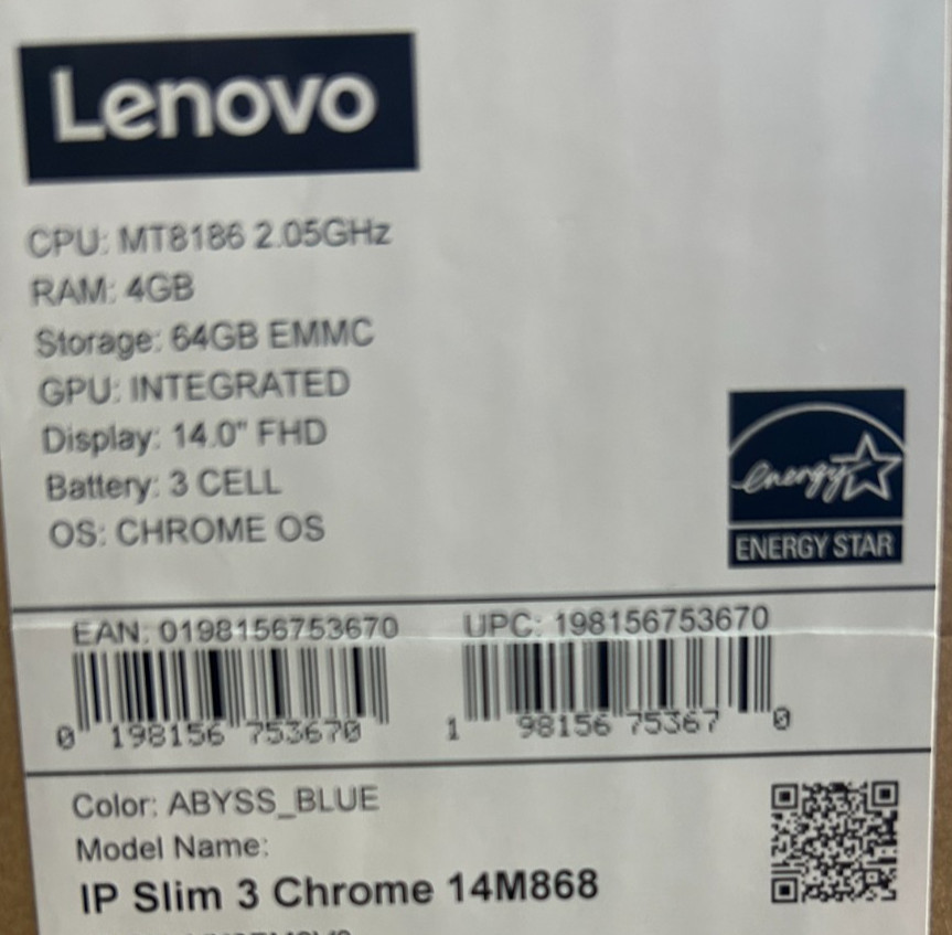 Lenovo Ip Slim 3 14M868 14″ Touchscreen Kompanio 520 4GB 64GB EMMC – Abyss Blue