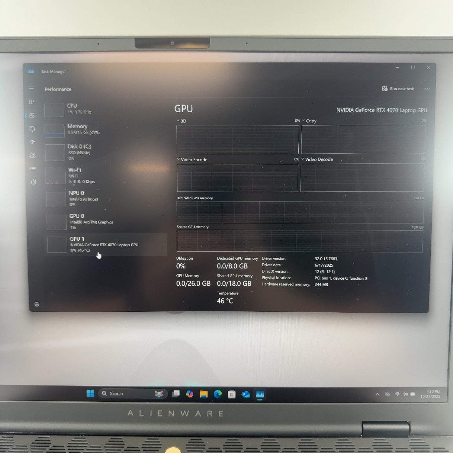 Alienware M16 R2 16″ Core Ultra 9 185H 5.1GHz 32GB RAM 1TB SSD GeForce RTX 4070
