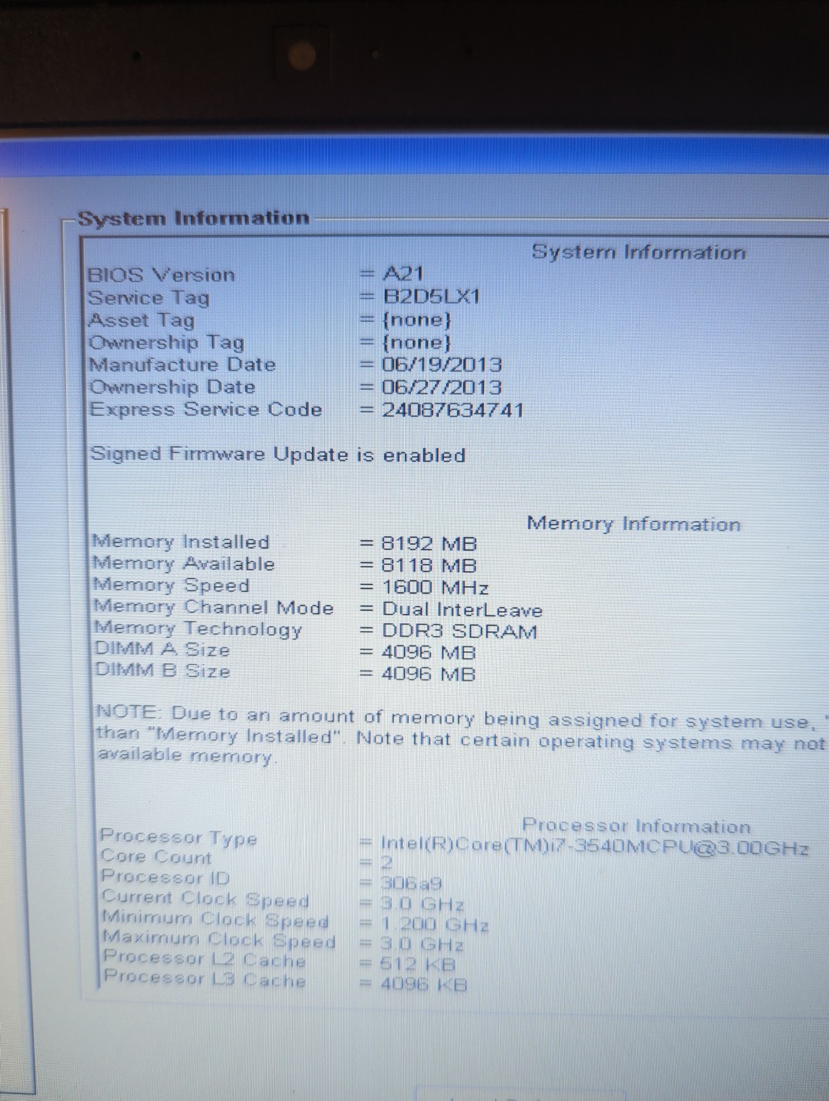 Dell Latitude E-6330 i-7-3rd Gen, 8GB Ram, DvD R/W, No HDD Pls Read Description.
