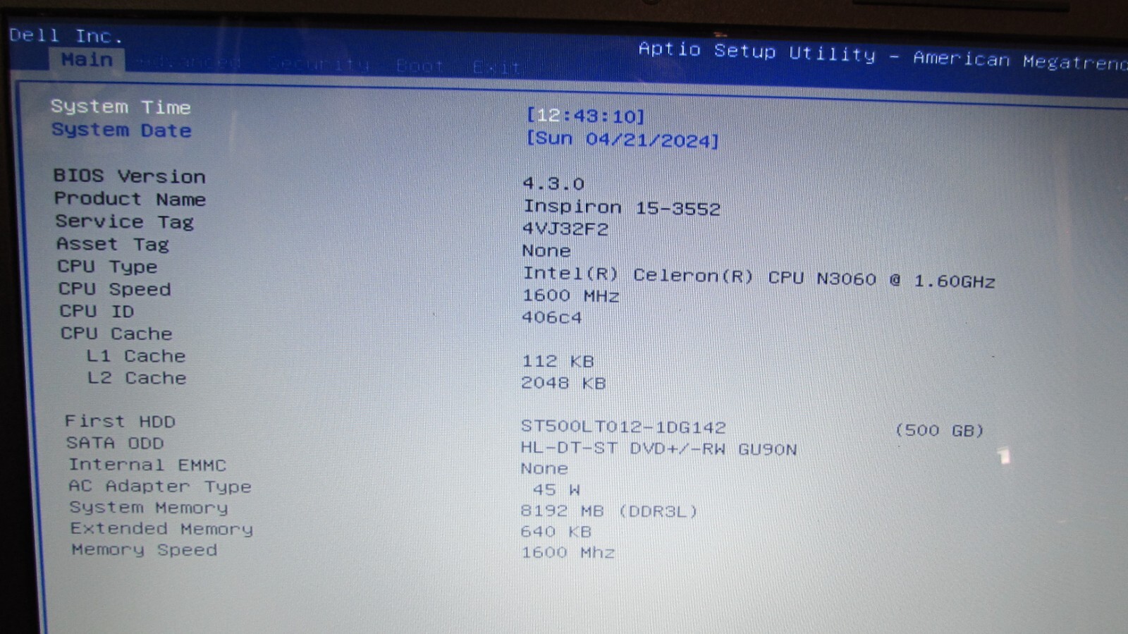 Dell Inspiron 15-3552 15.6″ Laptop 500GB HDD 8GB Ram Celeron cpu Windows 10 Home